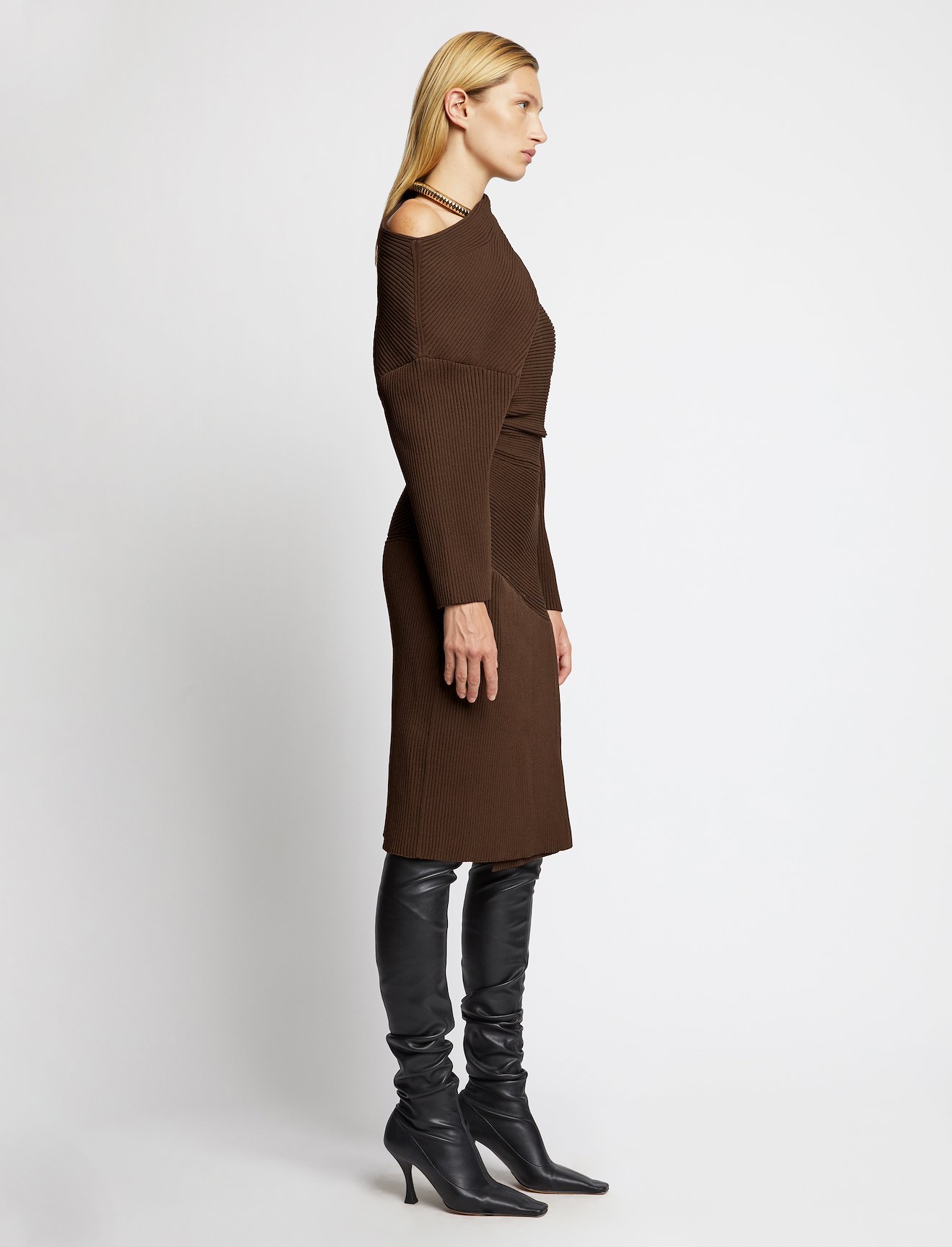 Off Shoulder Rib Knit Dress #1