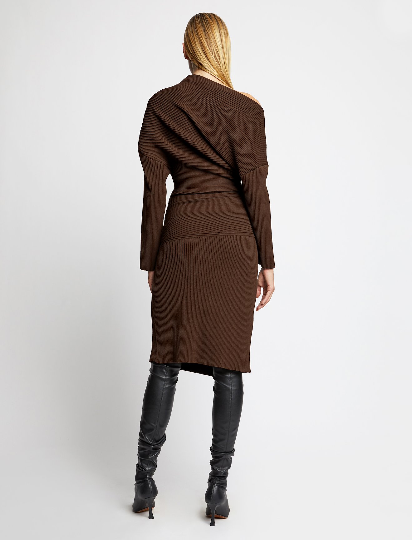 Off Shoulder Rib Knit Dress #2
