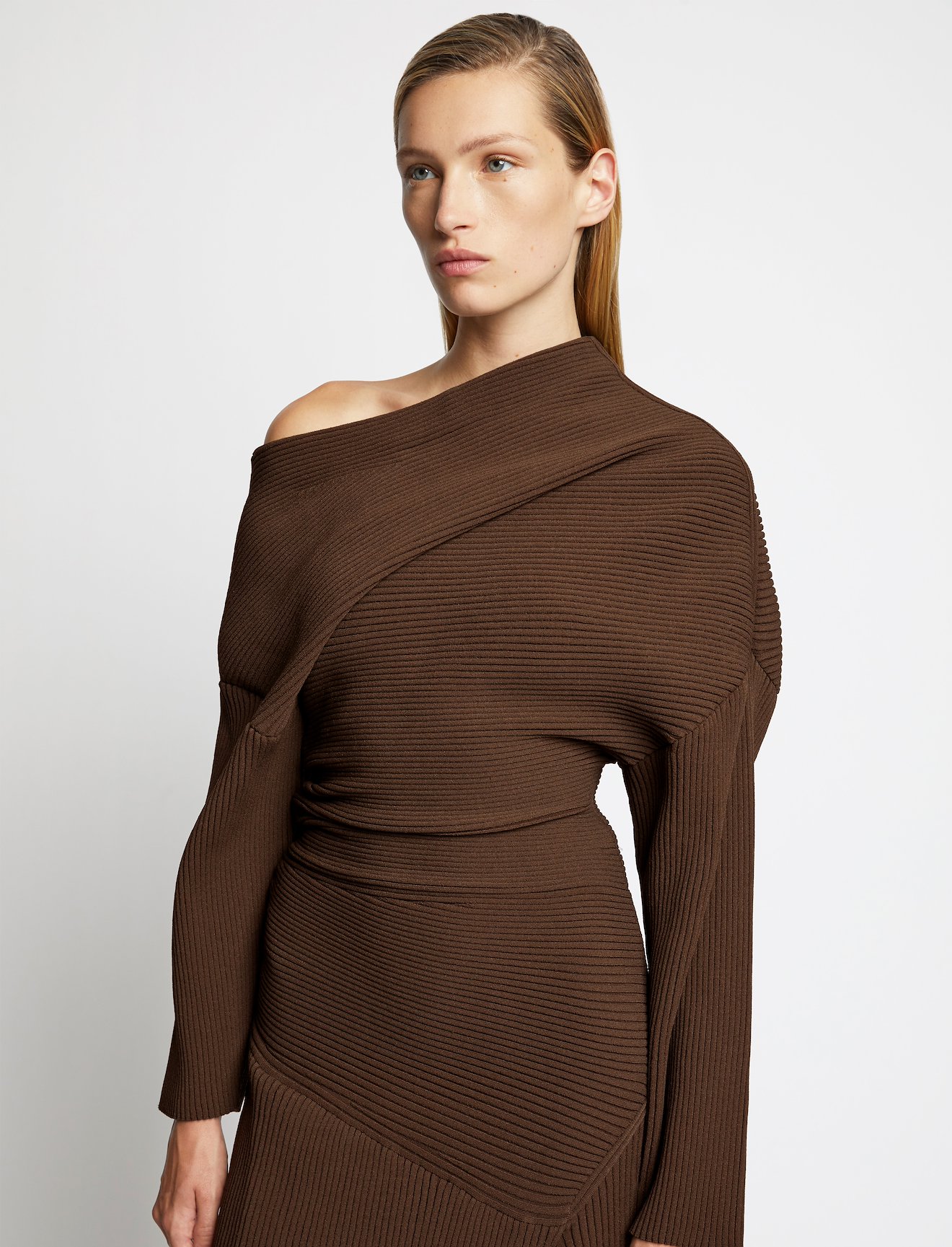 Off Shoulder Rib Knit Dress #3