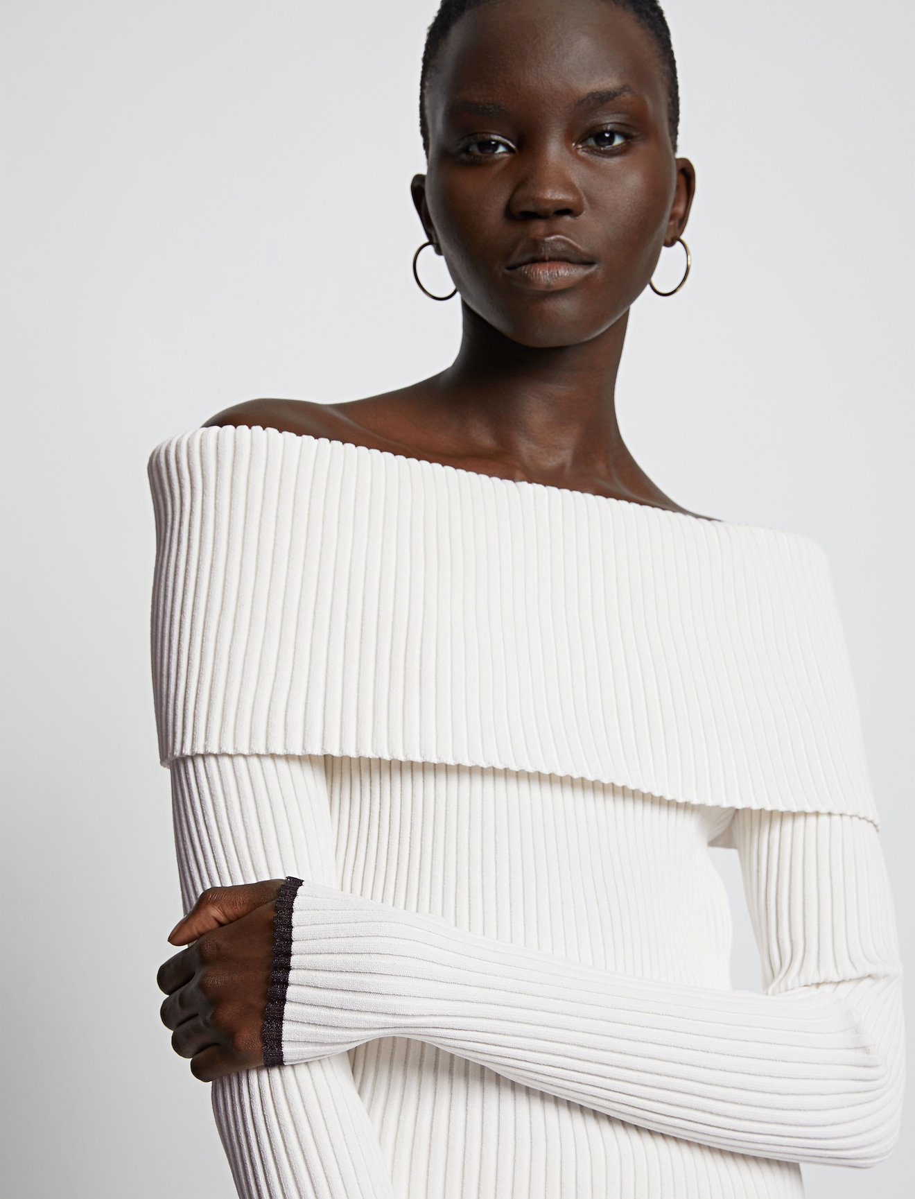 Off Shoulder Rib Knit Top #3