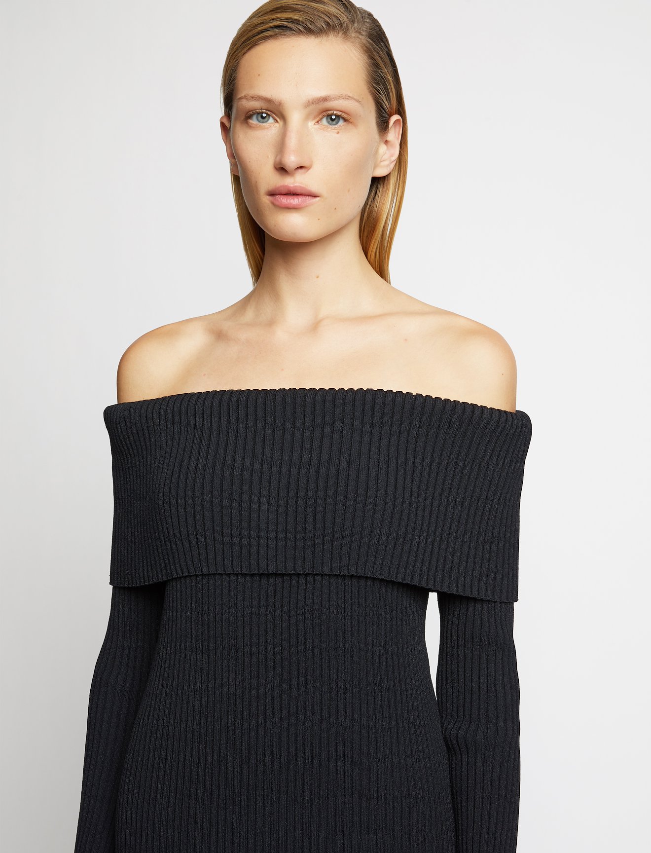 off the shoulder ribbed shirt