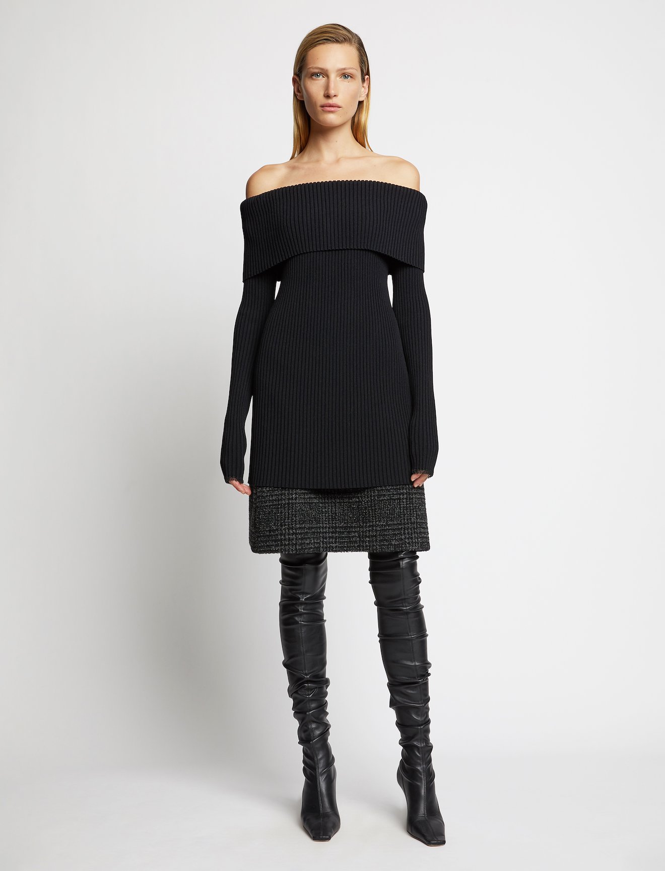 Off Shoulder Rib Knit Top #1