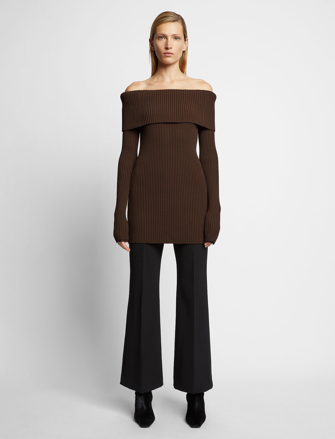 Off Shoulder Rib Knit Top #1
