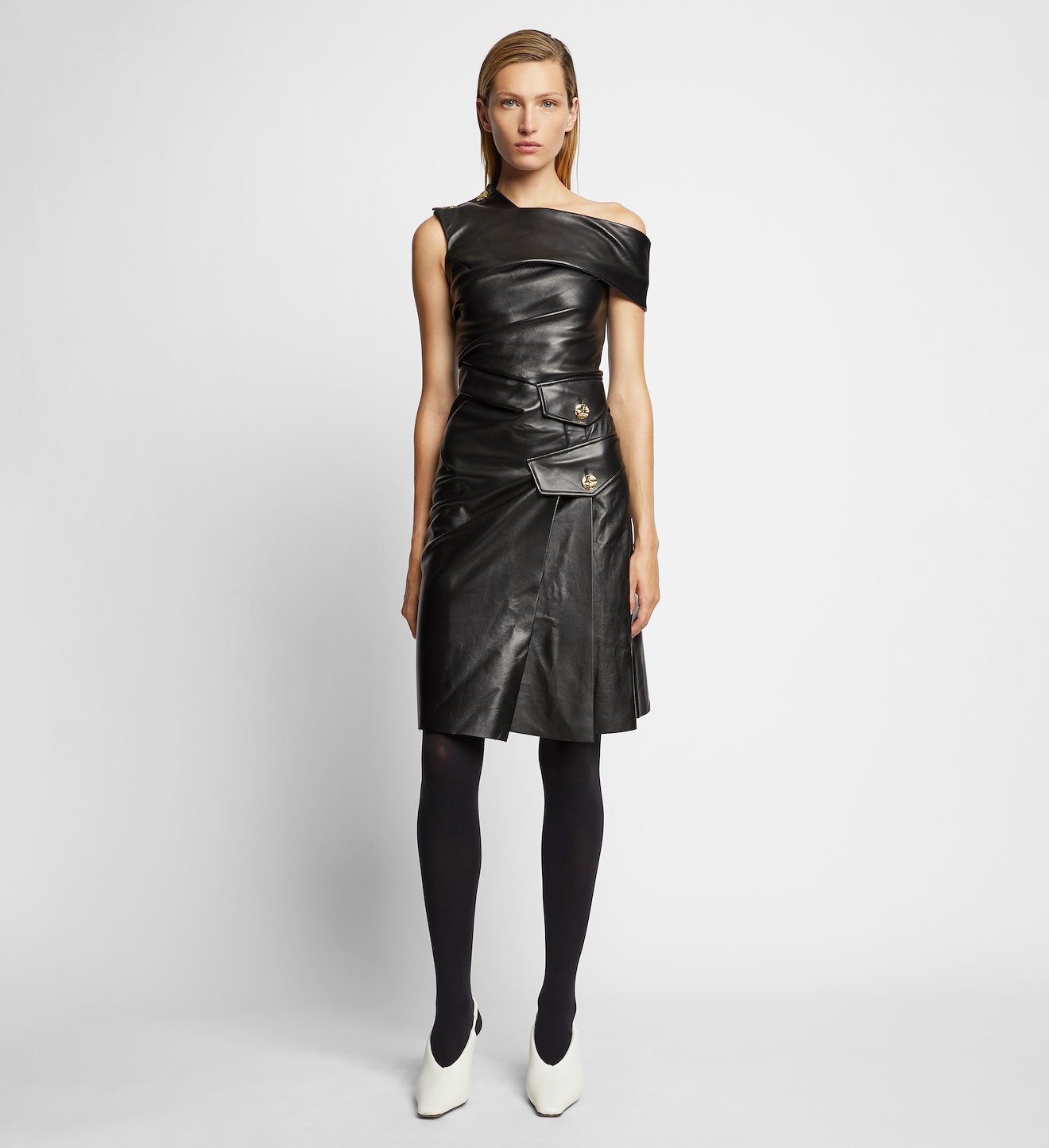 One Shoulder Leather Dress