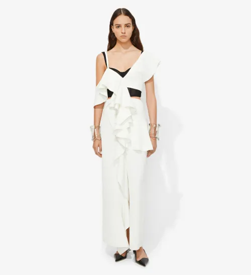 One Shoulder Long Ruffle Dress