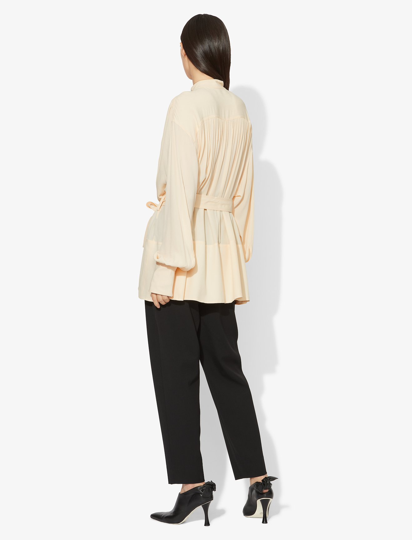 Oversized Long Sleeve Tied Buttoned Top #2