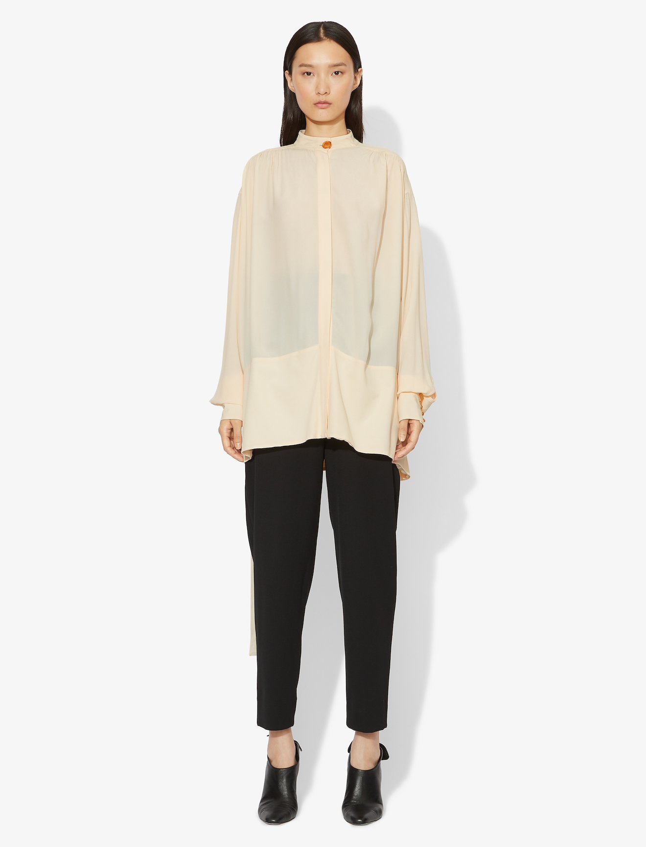 Oversized Long Sleeve Tied Buttoned Top #1