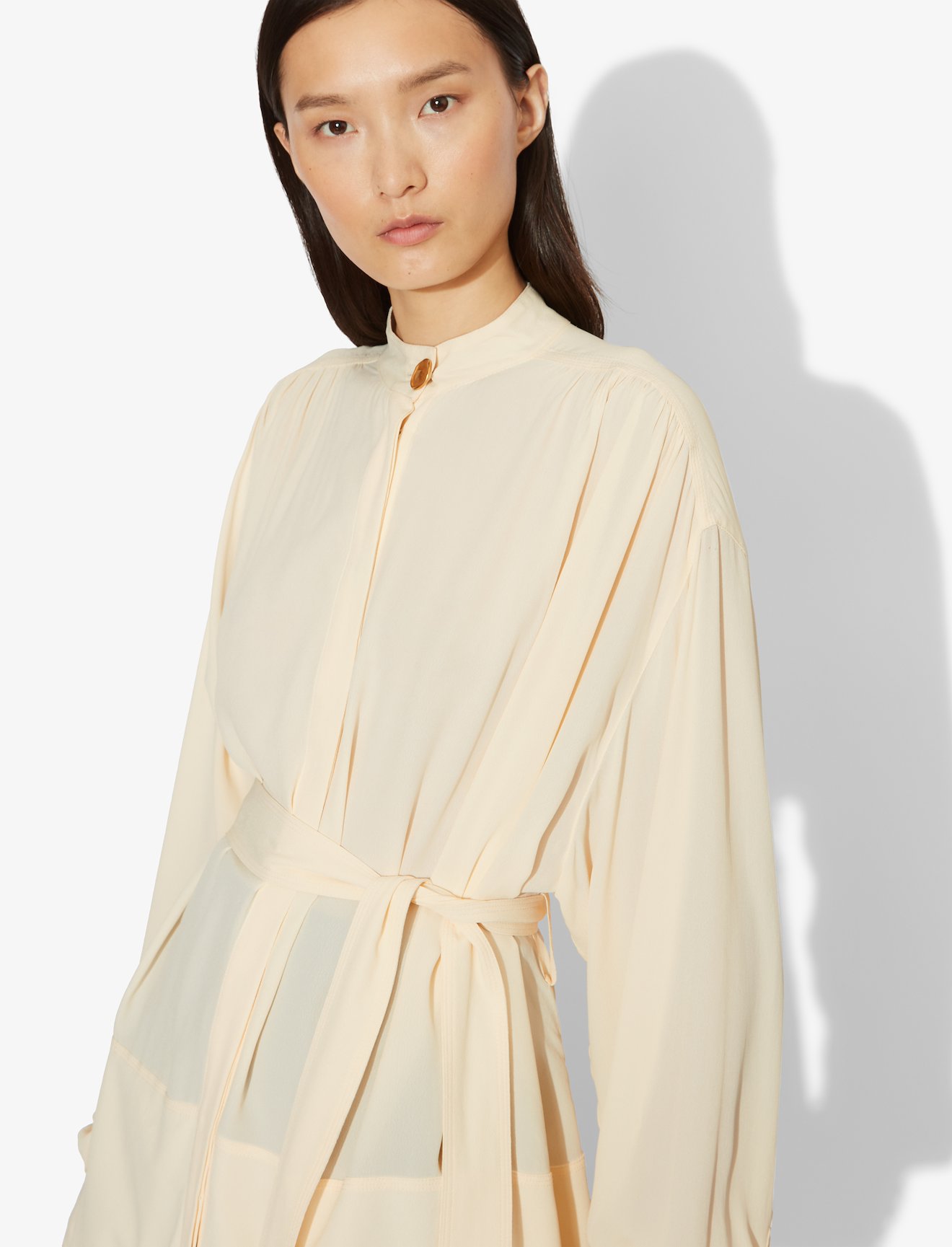 Oversized Long Sleeve Tied Buttoned Top #3