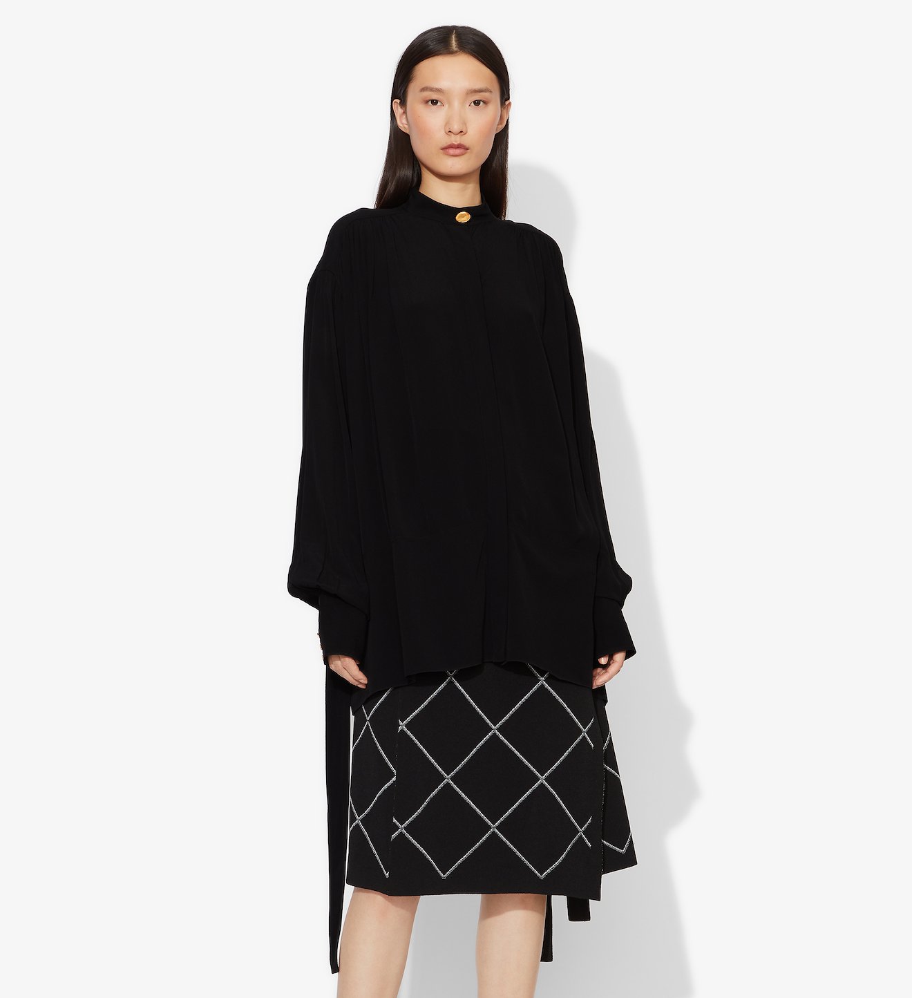 Oversized Long Sleeve Tied Buttoned Top