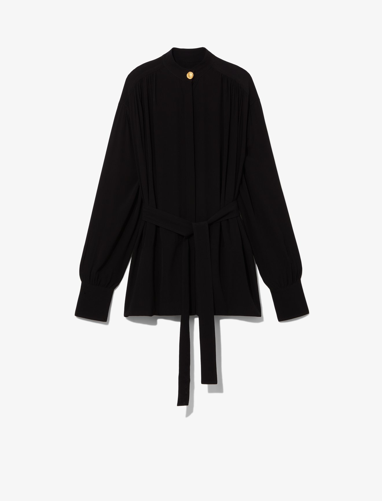 Oversized Long Sleeve Tied Buttoned Top #4