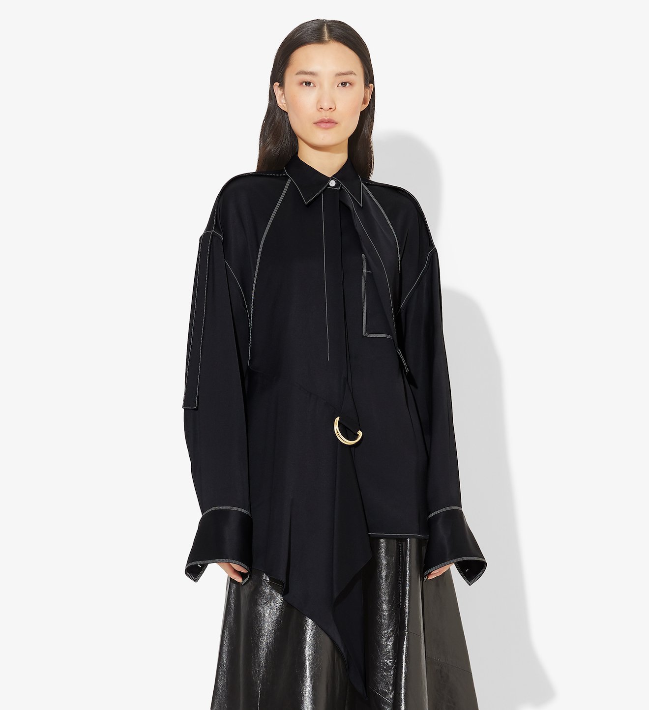 Oversized Topstitched Shirt