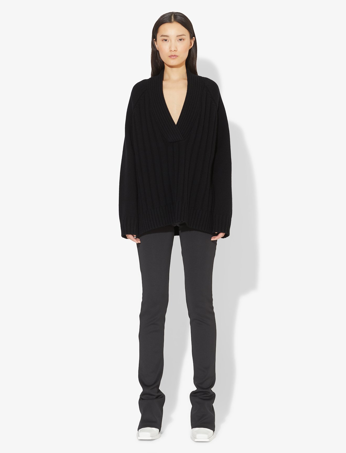 Oversized Wool Cashmere V-Neck Knit Top #1