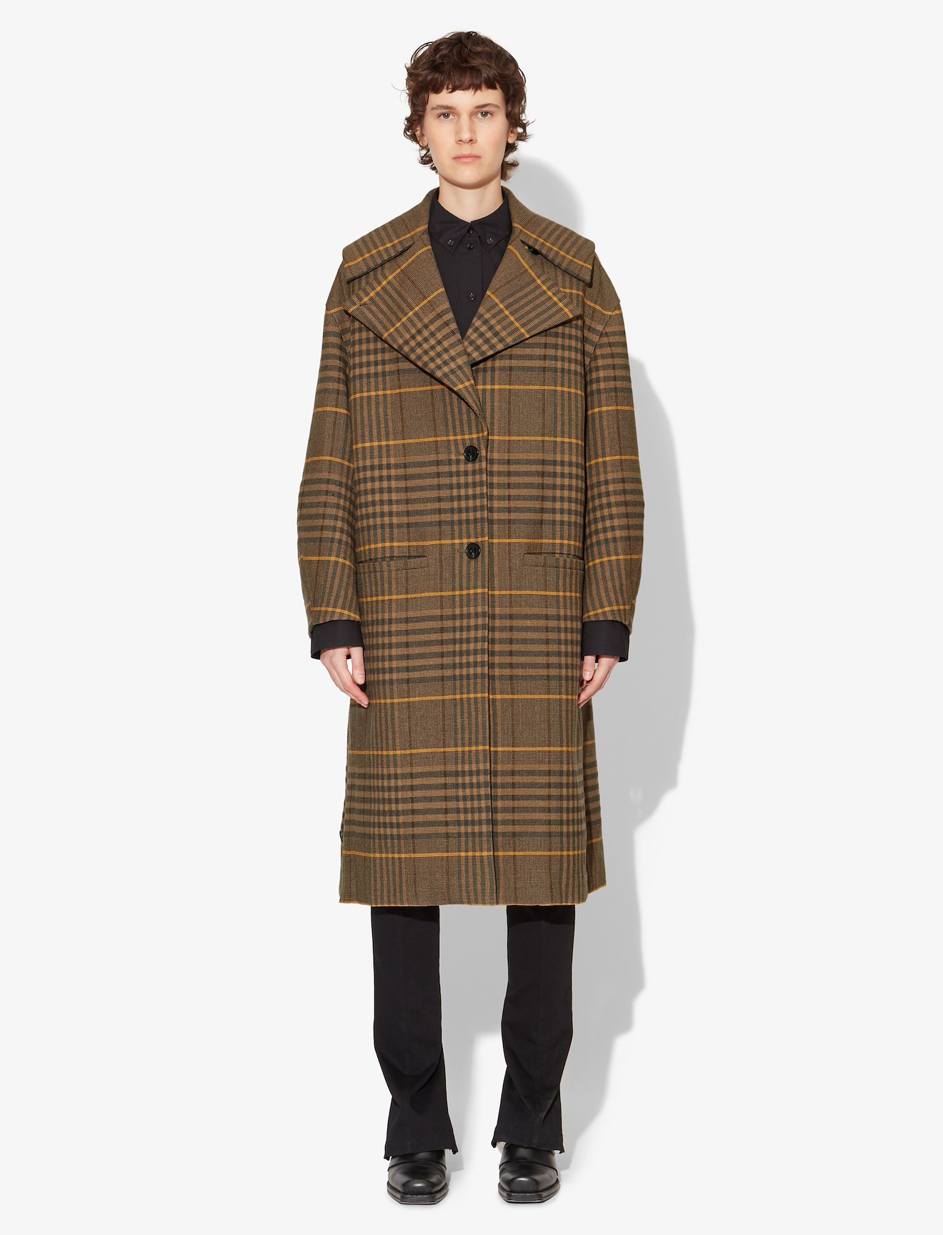 Oversized Wool Plaid Coat #1