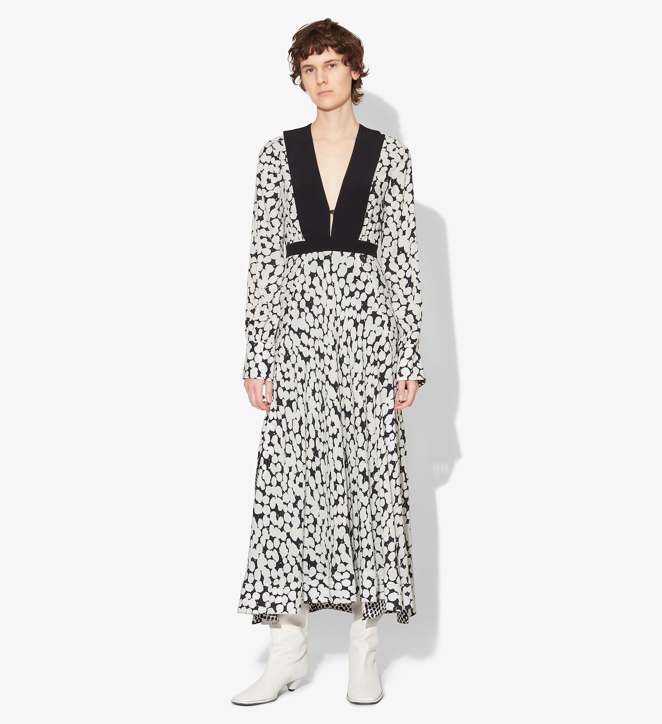 Painted Dot Long Sleeve Tie Dress