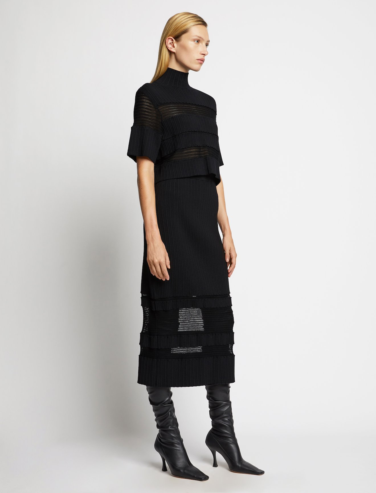Paneled Lace Rib Knit Skirt #1