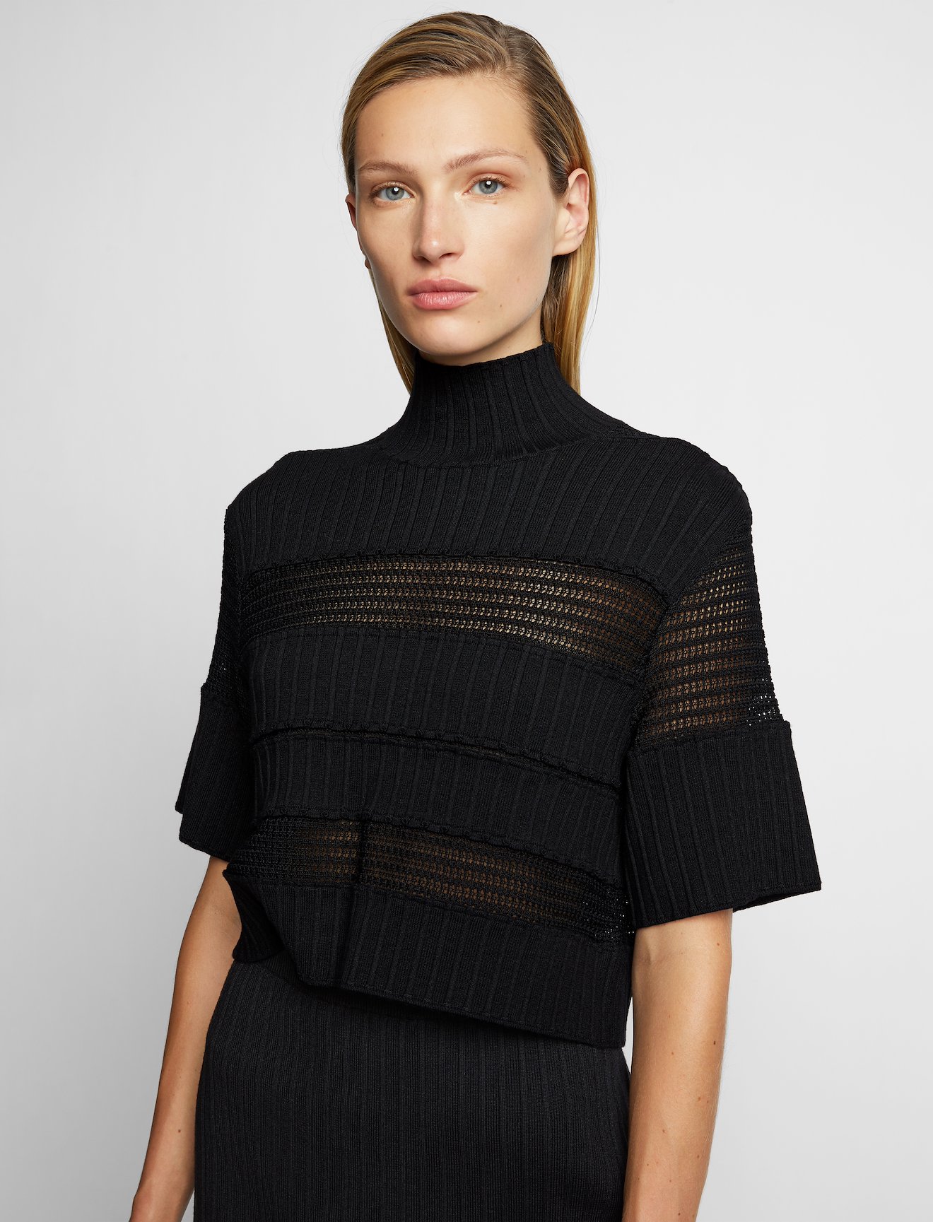Paneled Lace Rib Knit Top #3