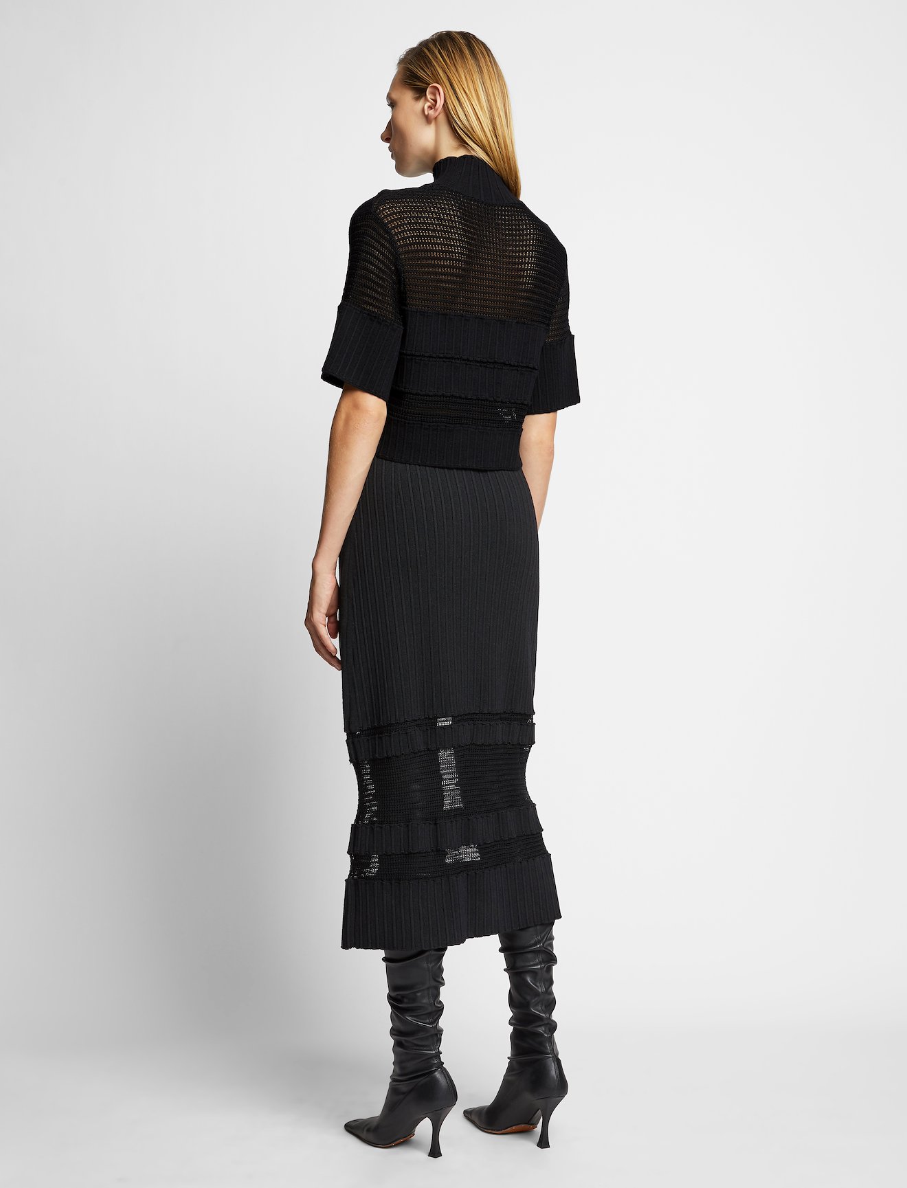 Paneled Lace Rib Knit Top #2