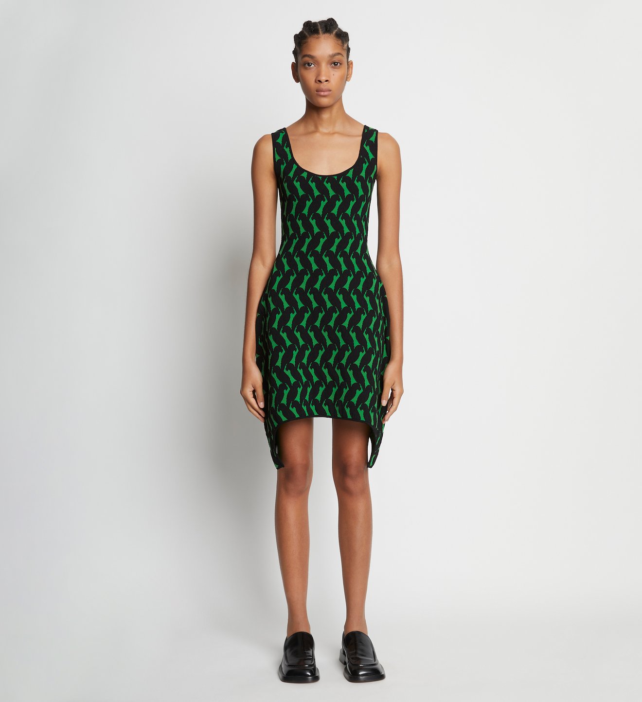 Parrot Jacquard Sculpted Tank Dress
