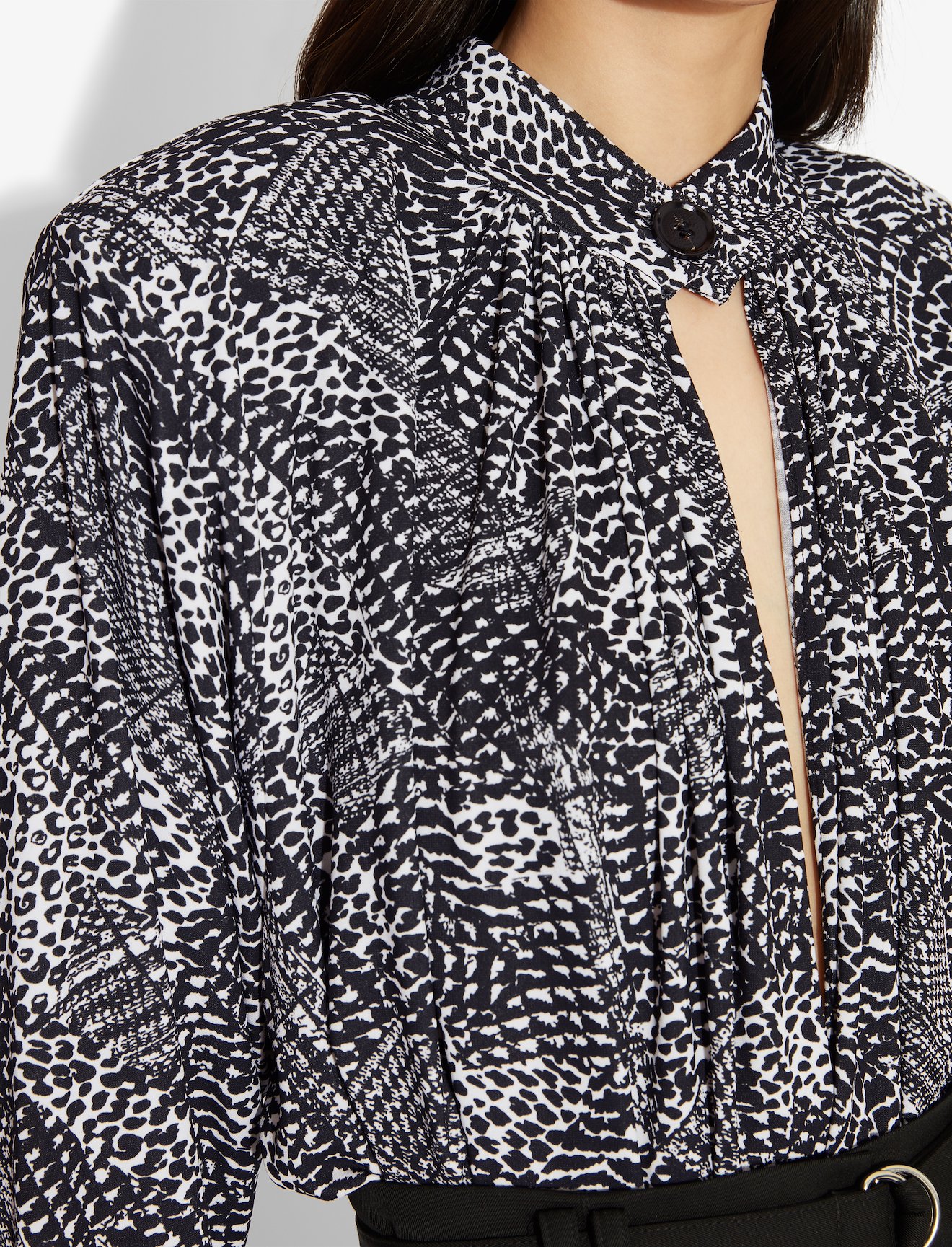Patchwork Animal Oversized Long Sleeve Keyhole Top #3