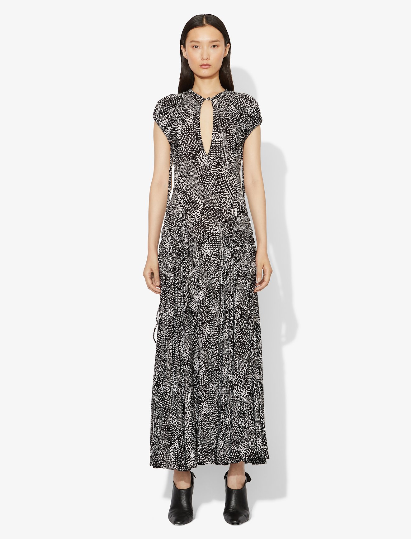 Patchwork Animal Short Sleeve Matte Jersey Keyhole Dress #1