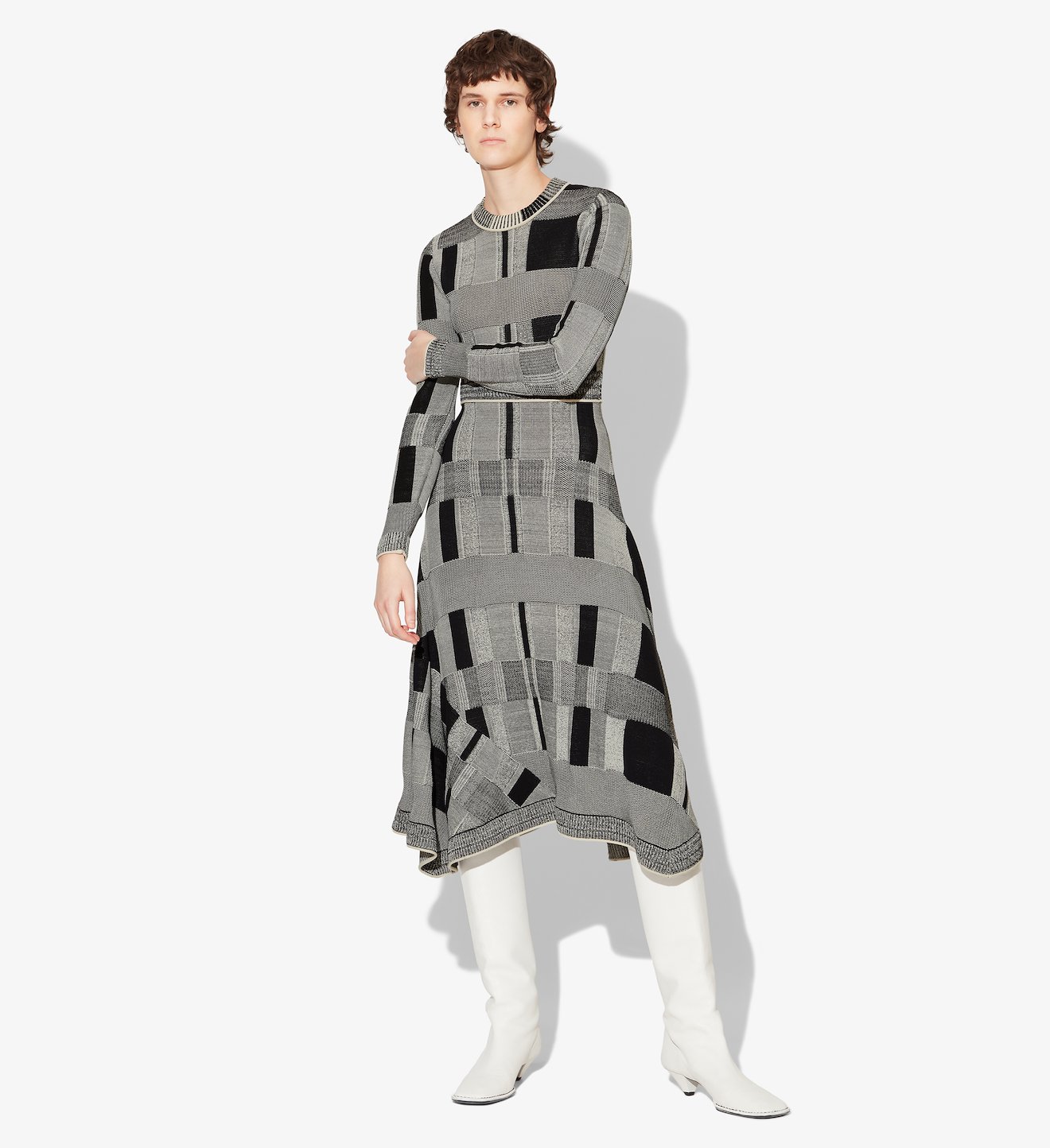 Patchwork Plaid Knit Dress