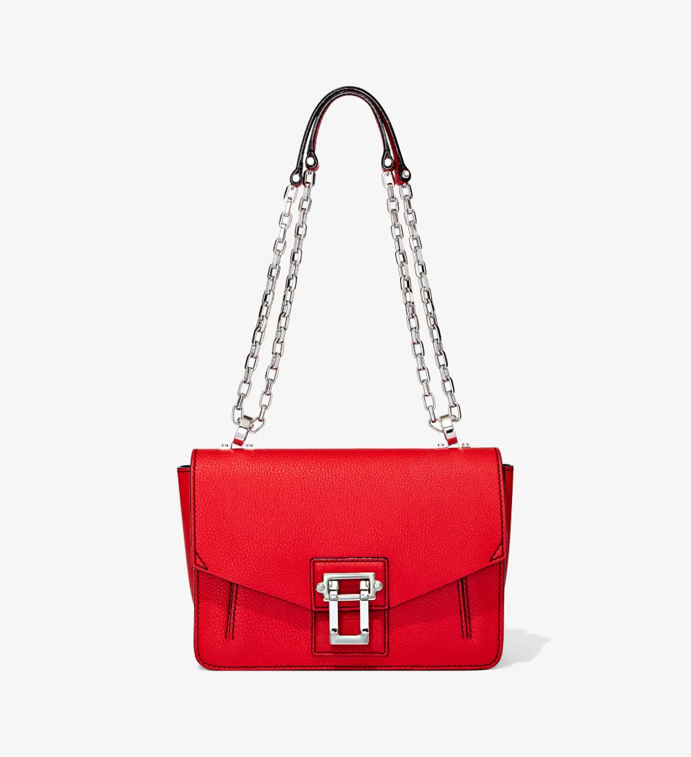Pebbled Leather Hava Chain Shoulder Bag