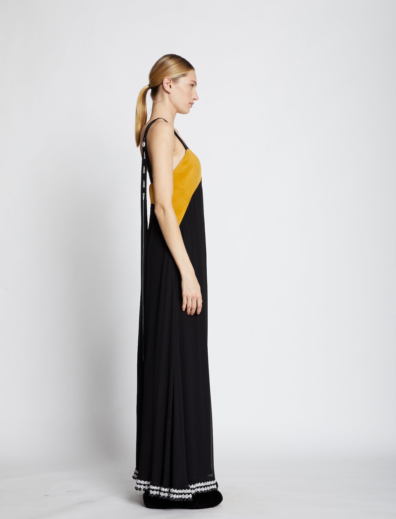 Pieced Chiffon Crochet Border Dress #1