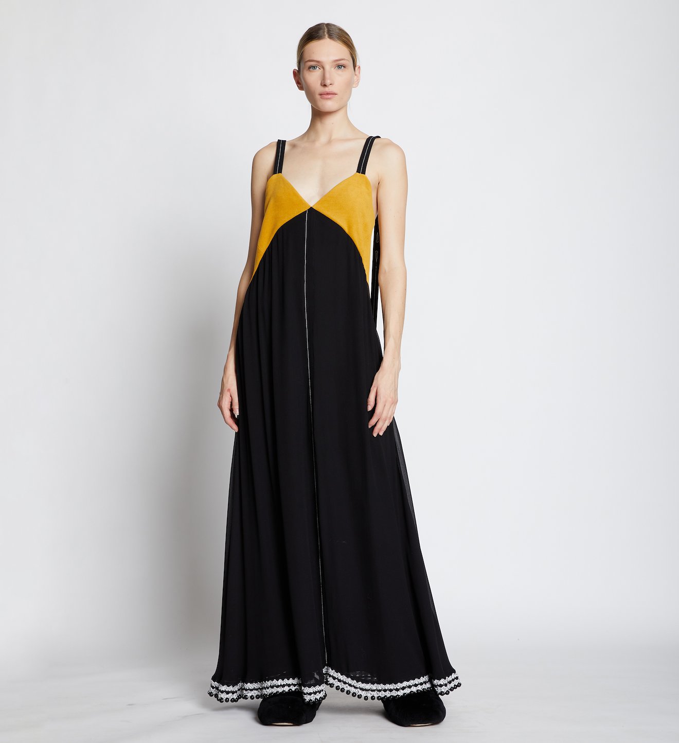 Pieced Chiffon Crochet Border Dress