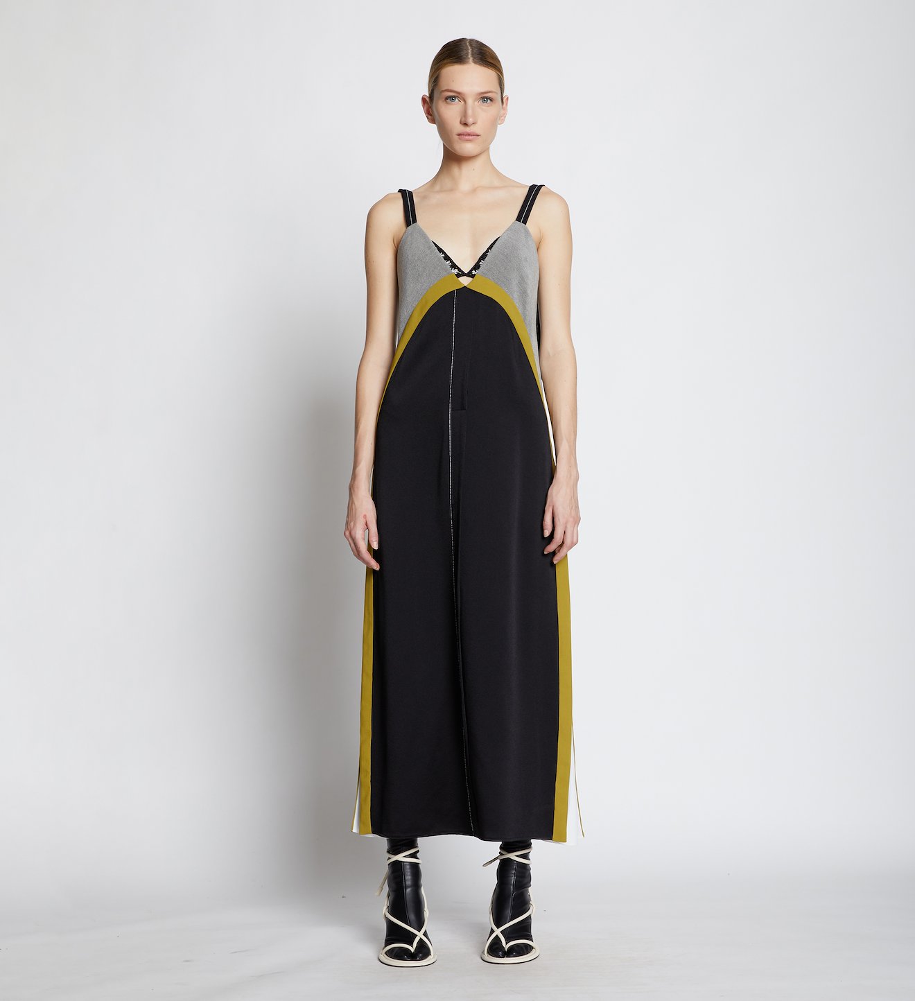 Pieced Hammered Satin Dress