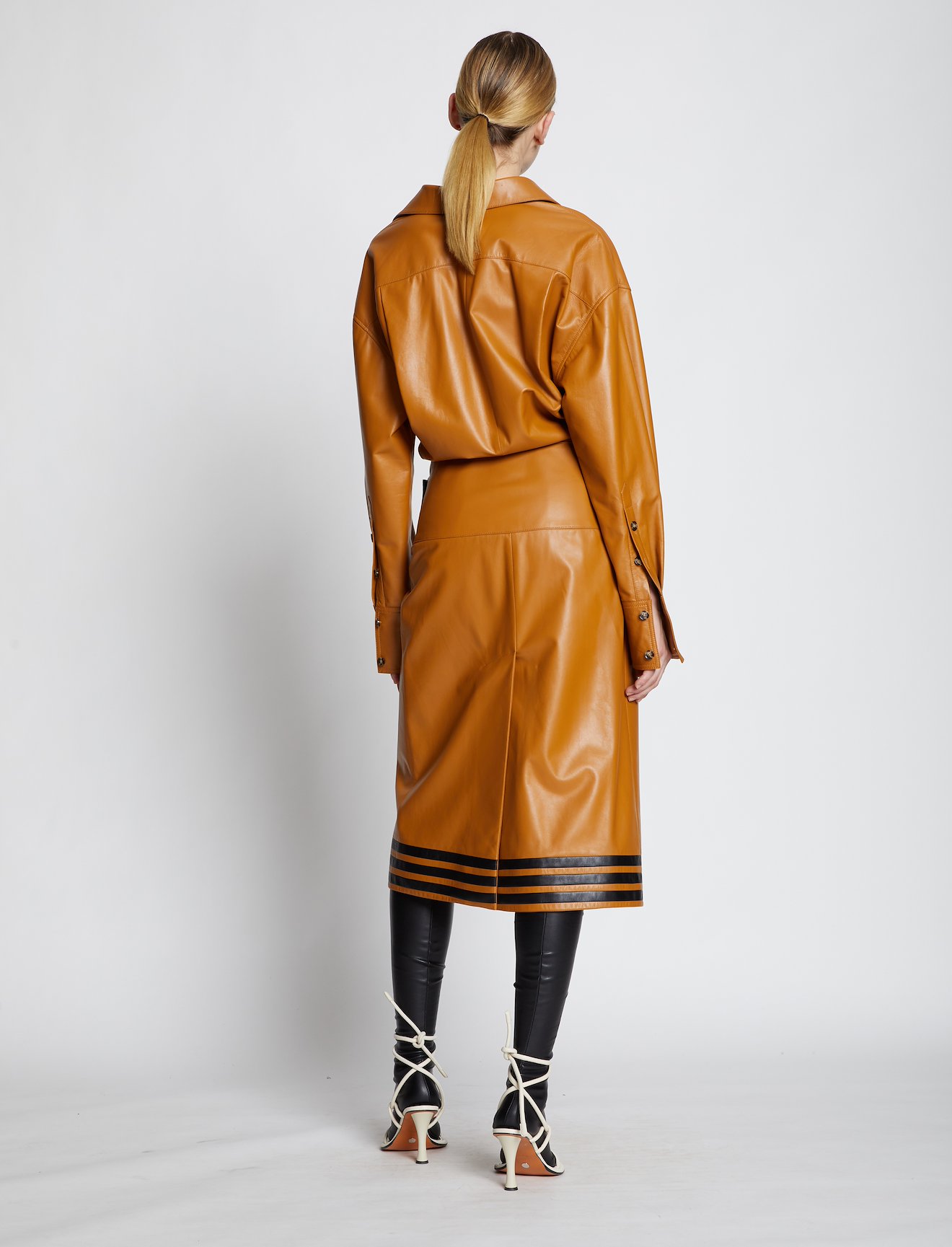 Pieced Leather Wrap Dress #2