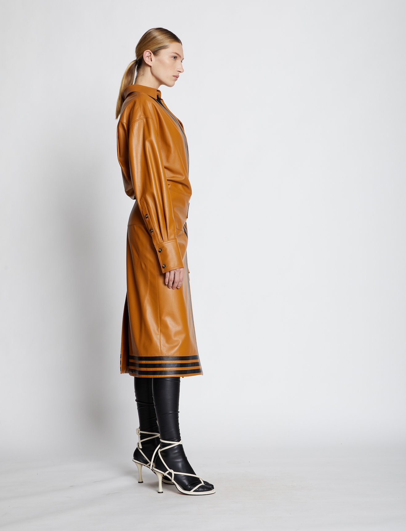 Pieced Leather Wrap Dress #1