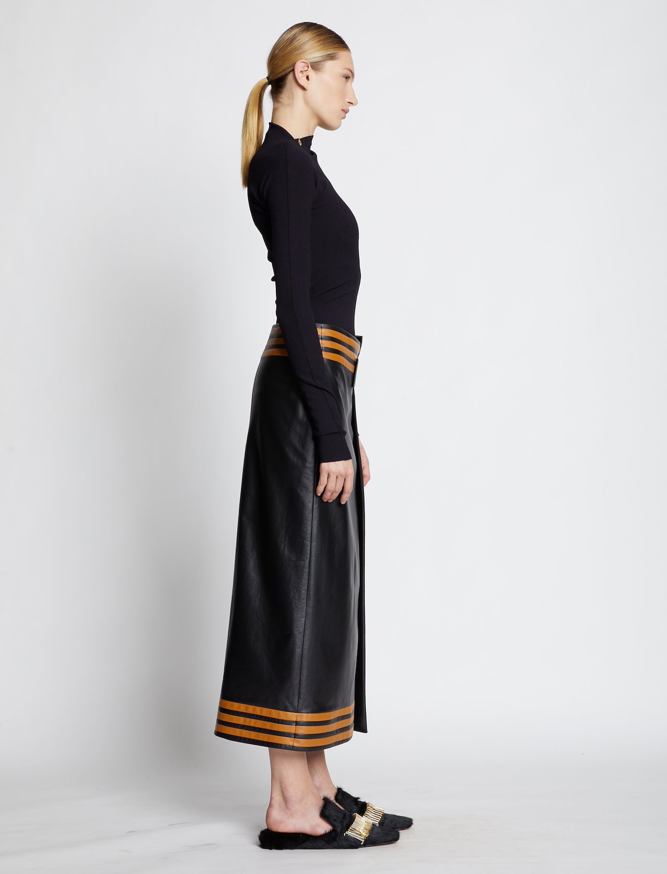 Pieced Leather Wrap Skirt #1