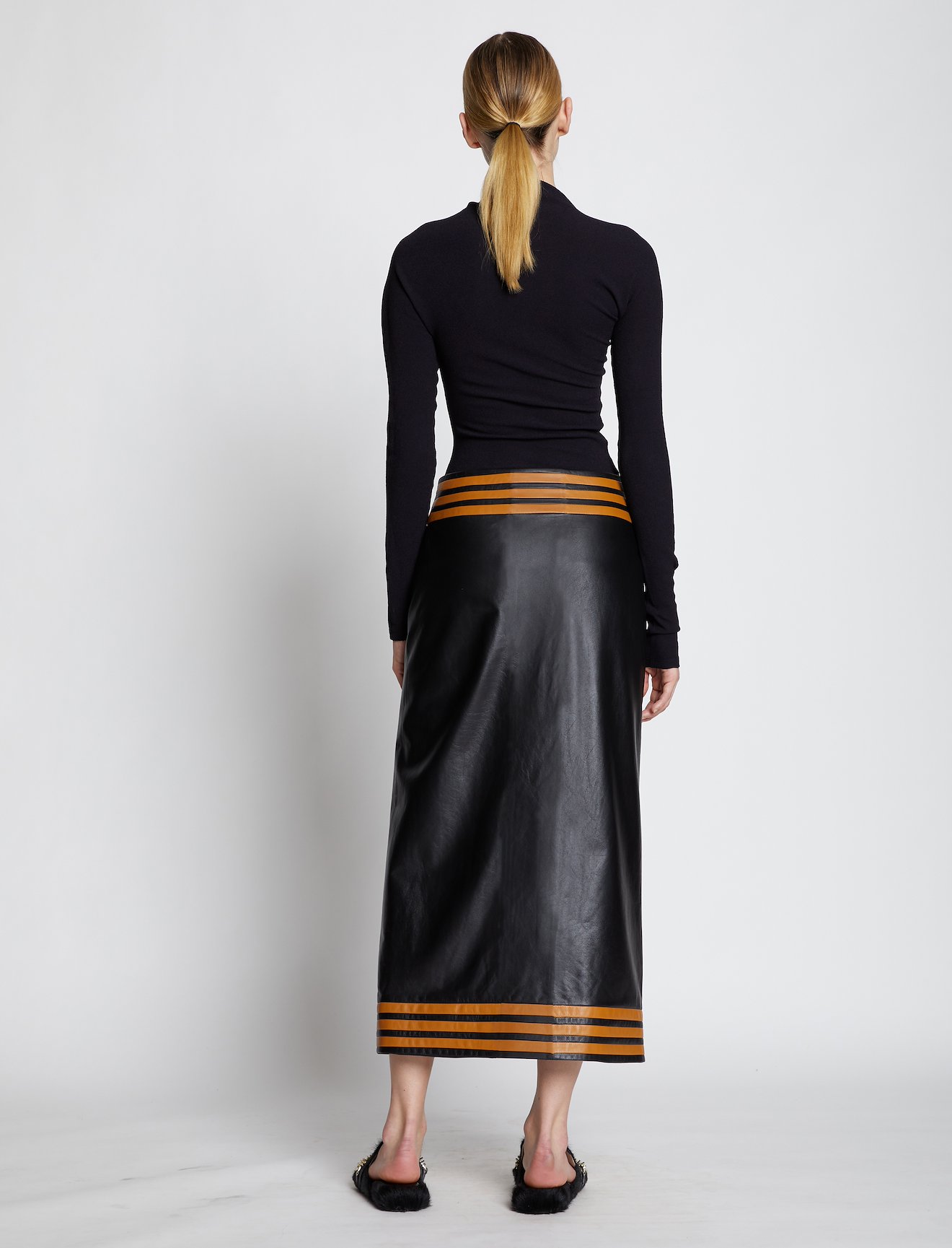 Pieced Leather Wrap Skirt #2