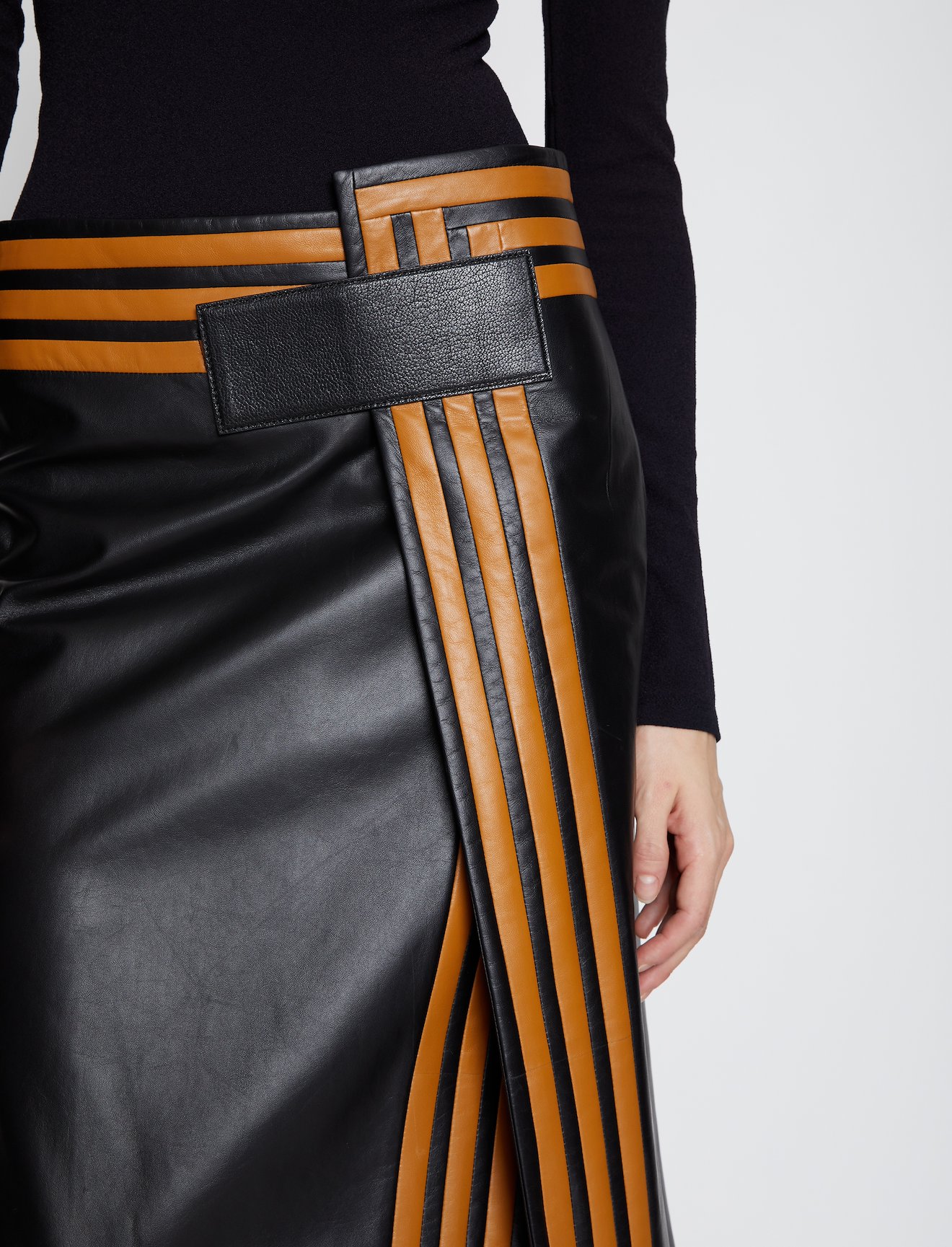 Pieced Leather Wrap Skirt #3