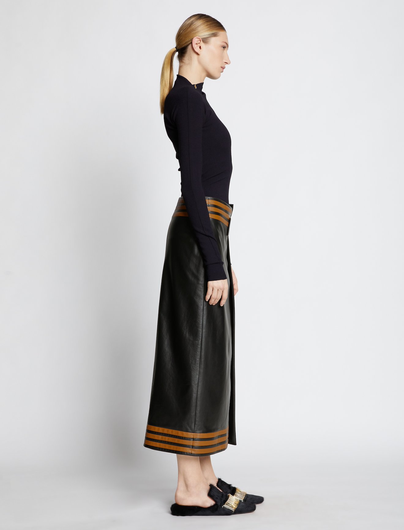 Pieced Leather Wrap Skirt #1