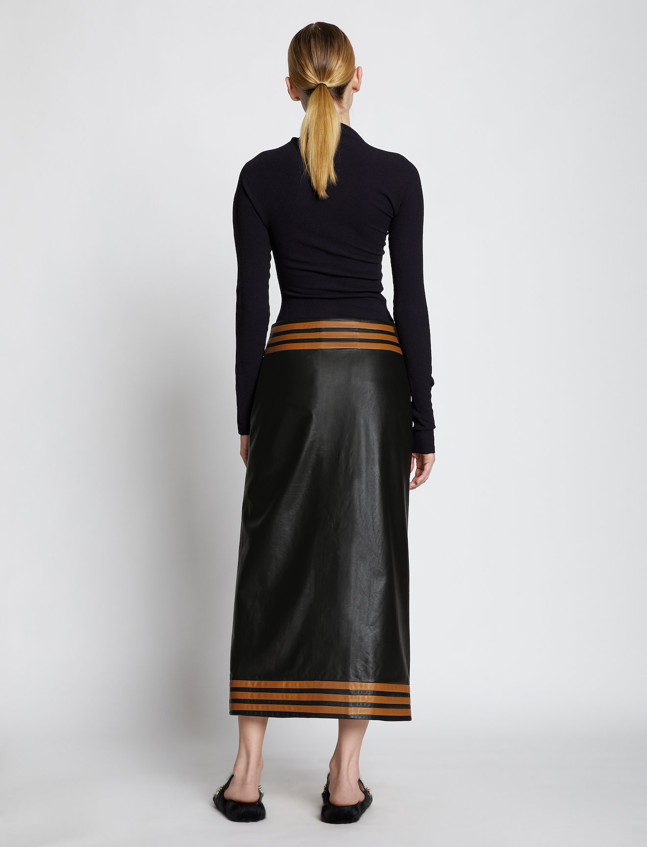 Pieced Leather Wrap Skirt #2