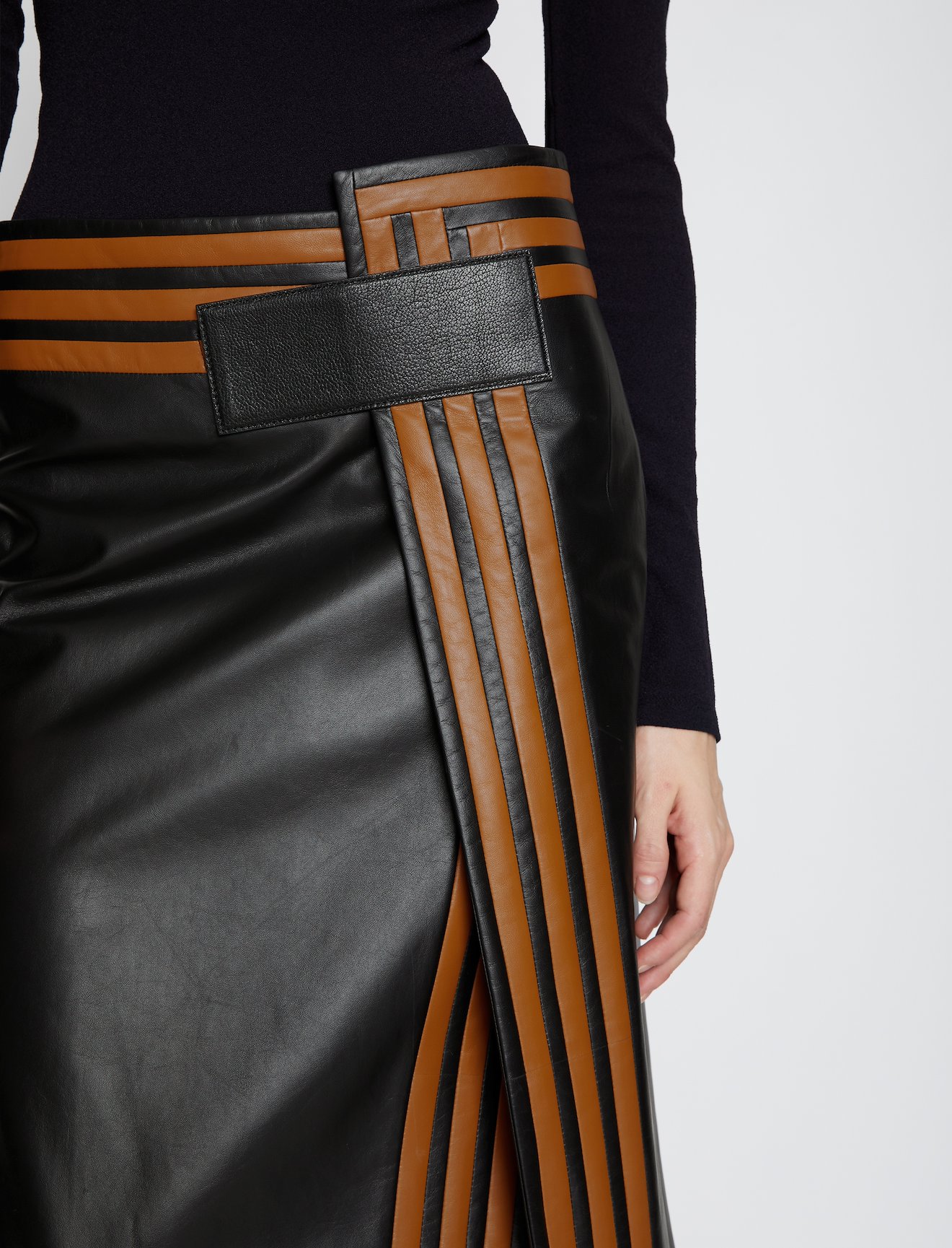 Pieced Leather Wrap Skirt #3