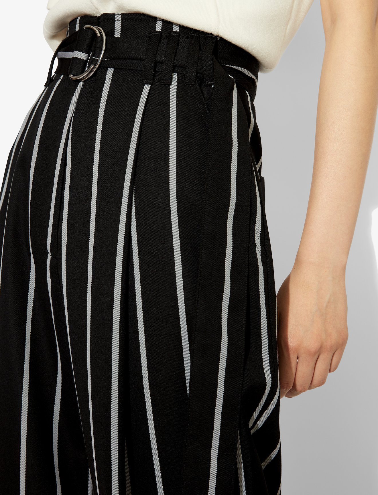 Pinstripe Wide Legged Belted Pant #3
