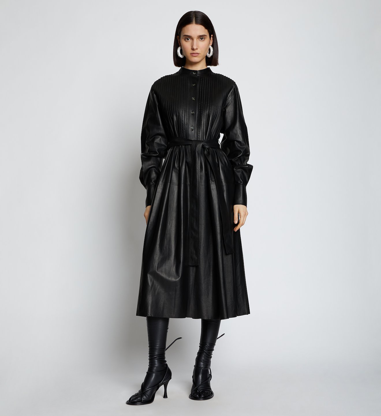 Pintuck Leather Dress