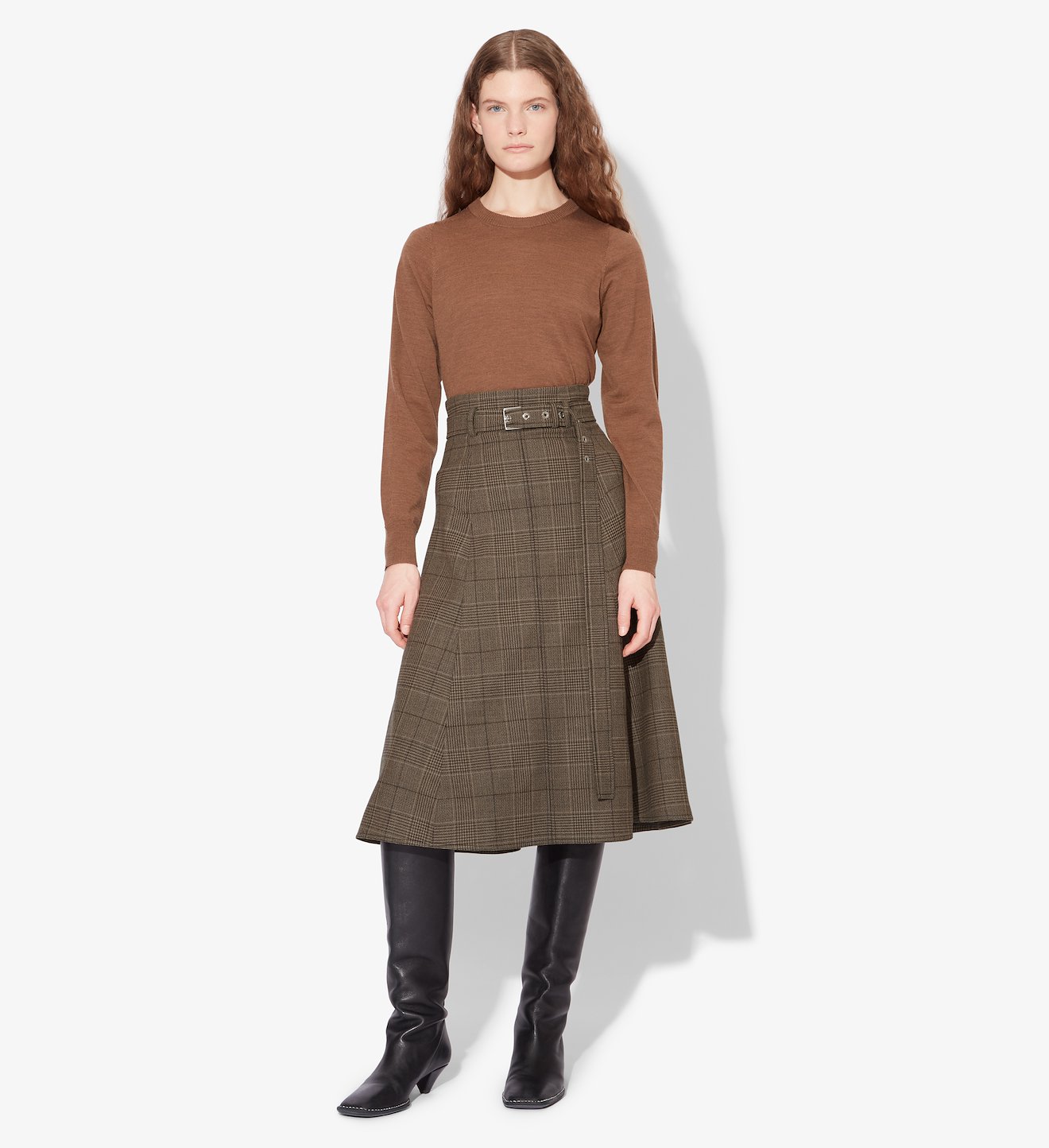 Plaid Belted Skirt