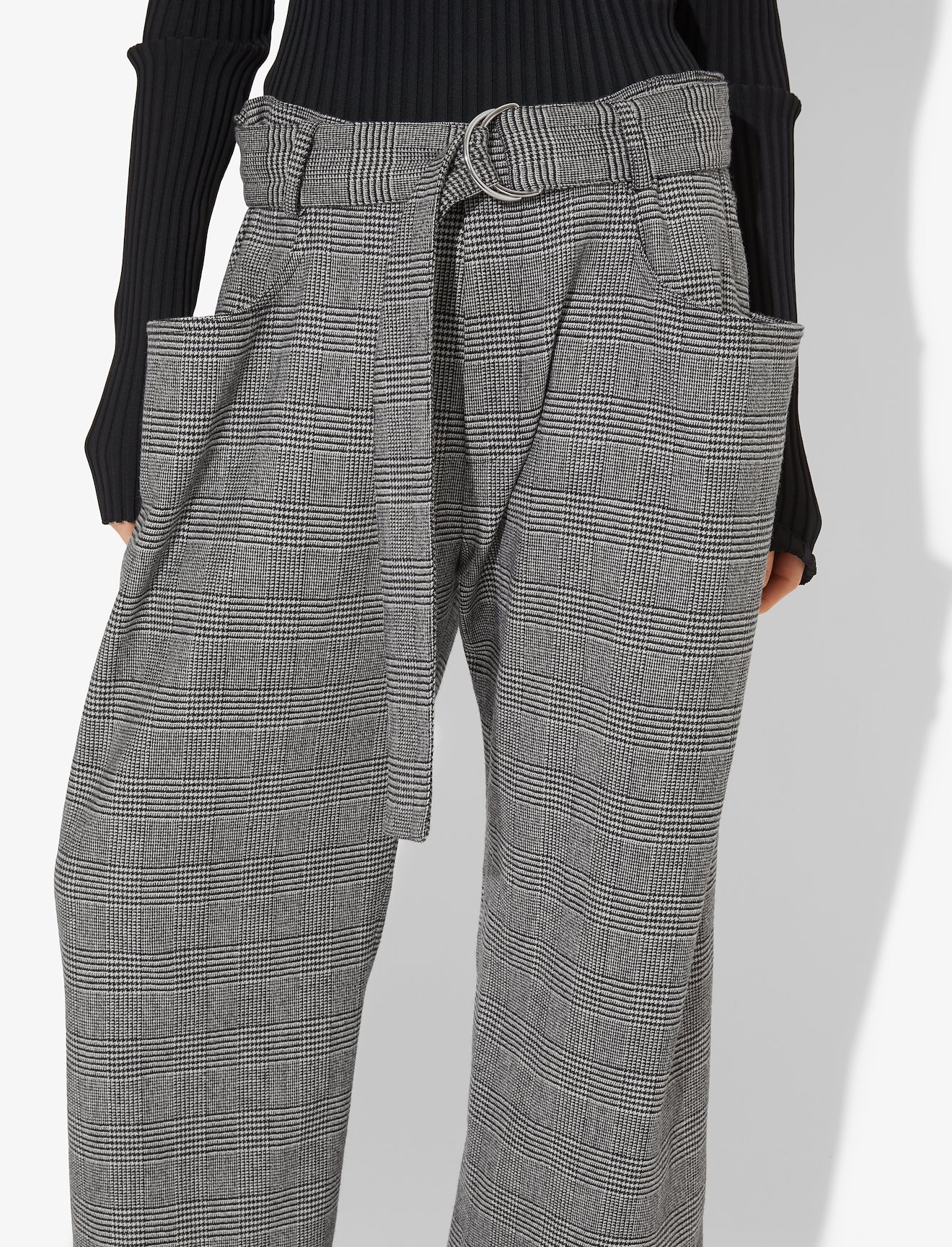 Plaid Belted Slouch Pants #3