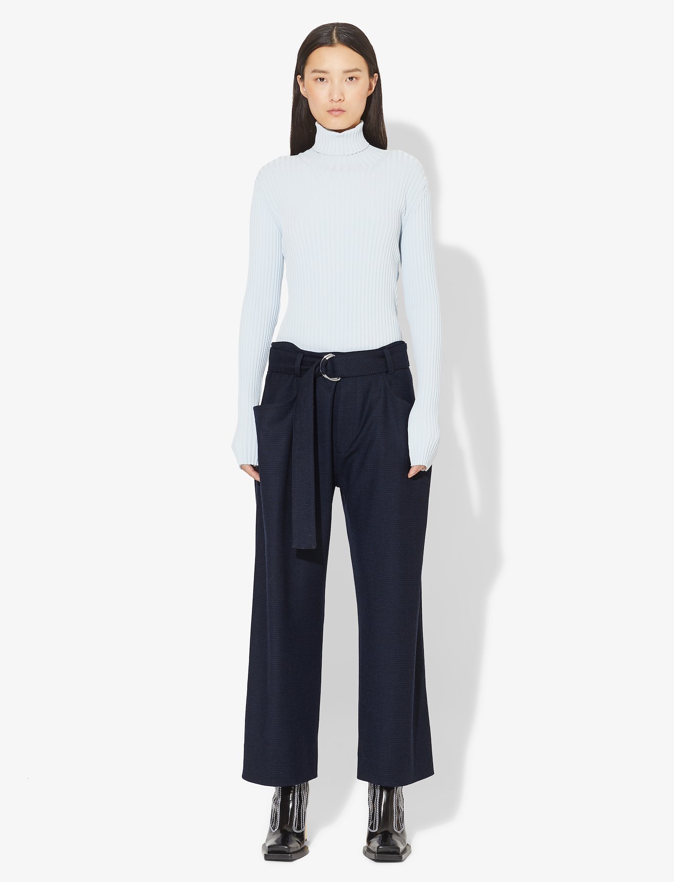 Plaid Belted Slouch Pants #1