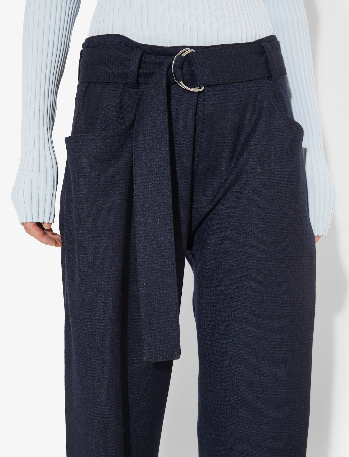 Plaid Belted Slouch Pants #3