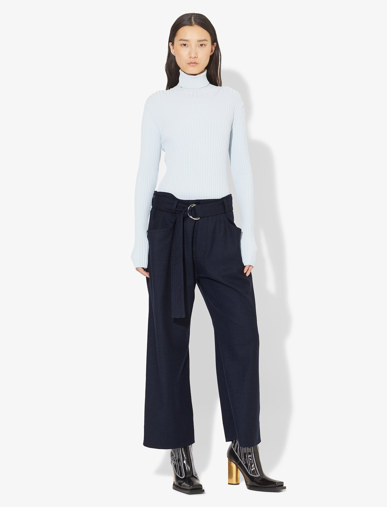 Plaid Belted Slouch Pants #5