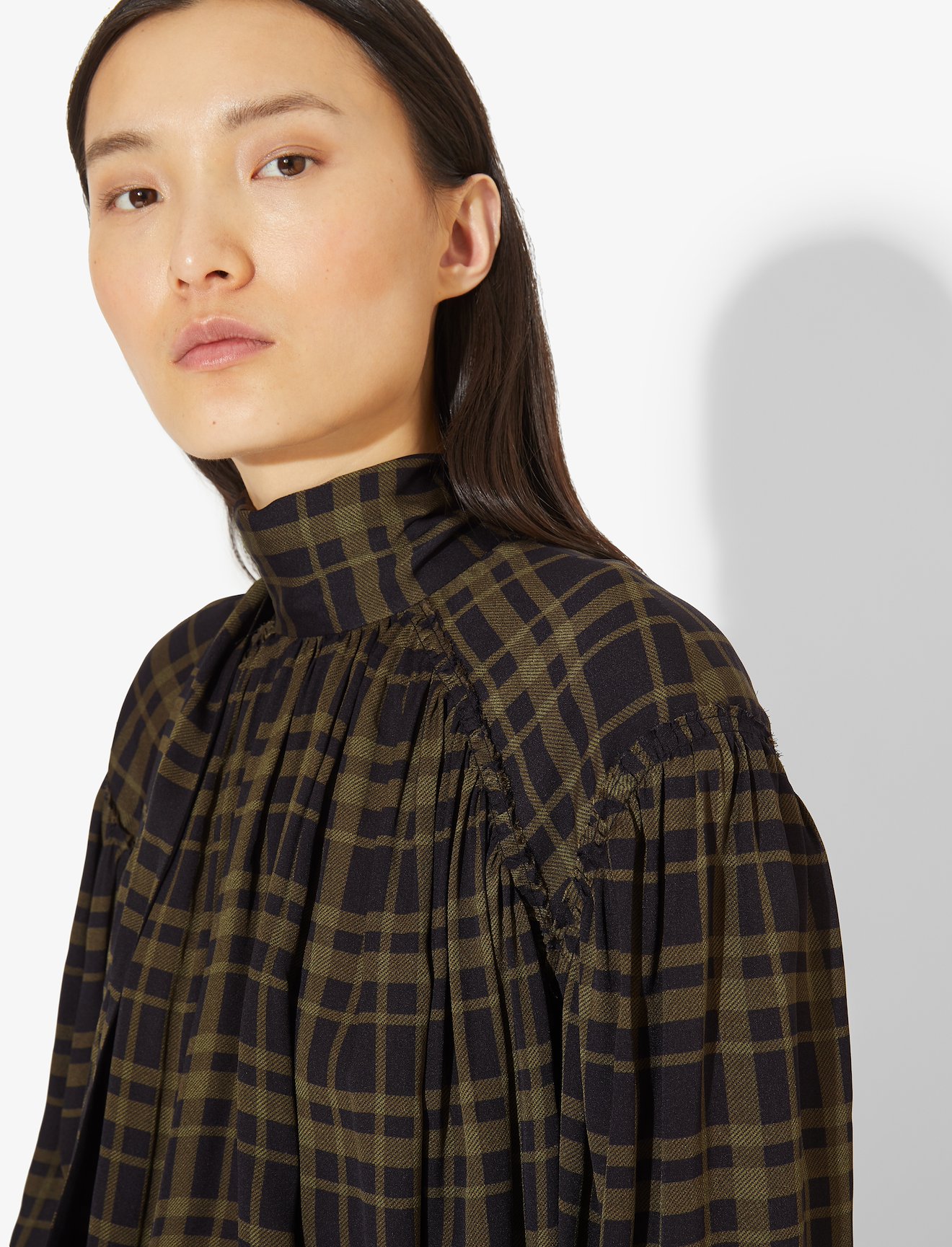 Plaid Chiffon Necktie Blouse #3