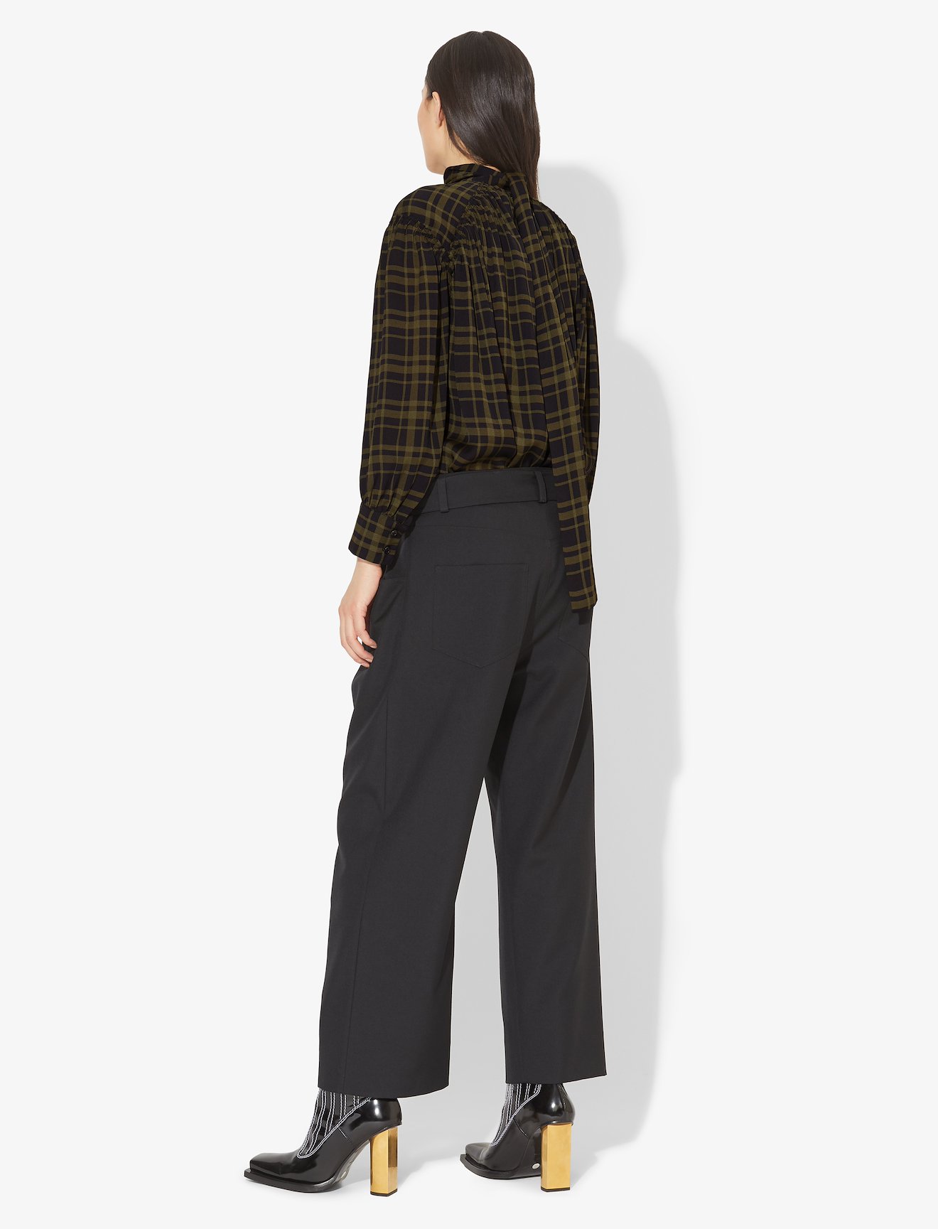 Plaid Chiffon Necktie Blouse #2