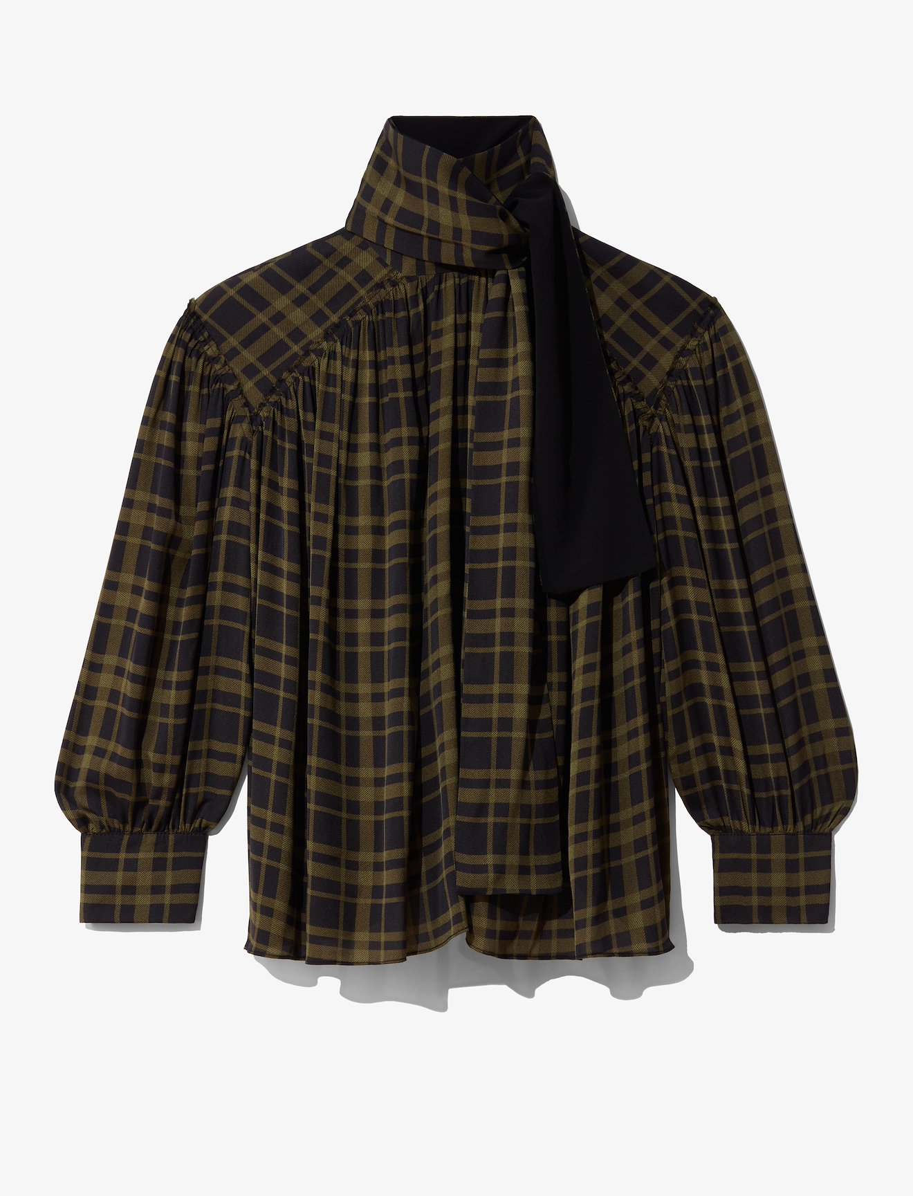 Plaid Chiffon Necktie Blouse #4