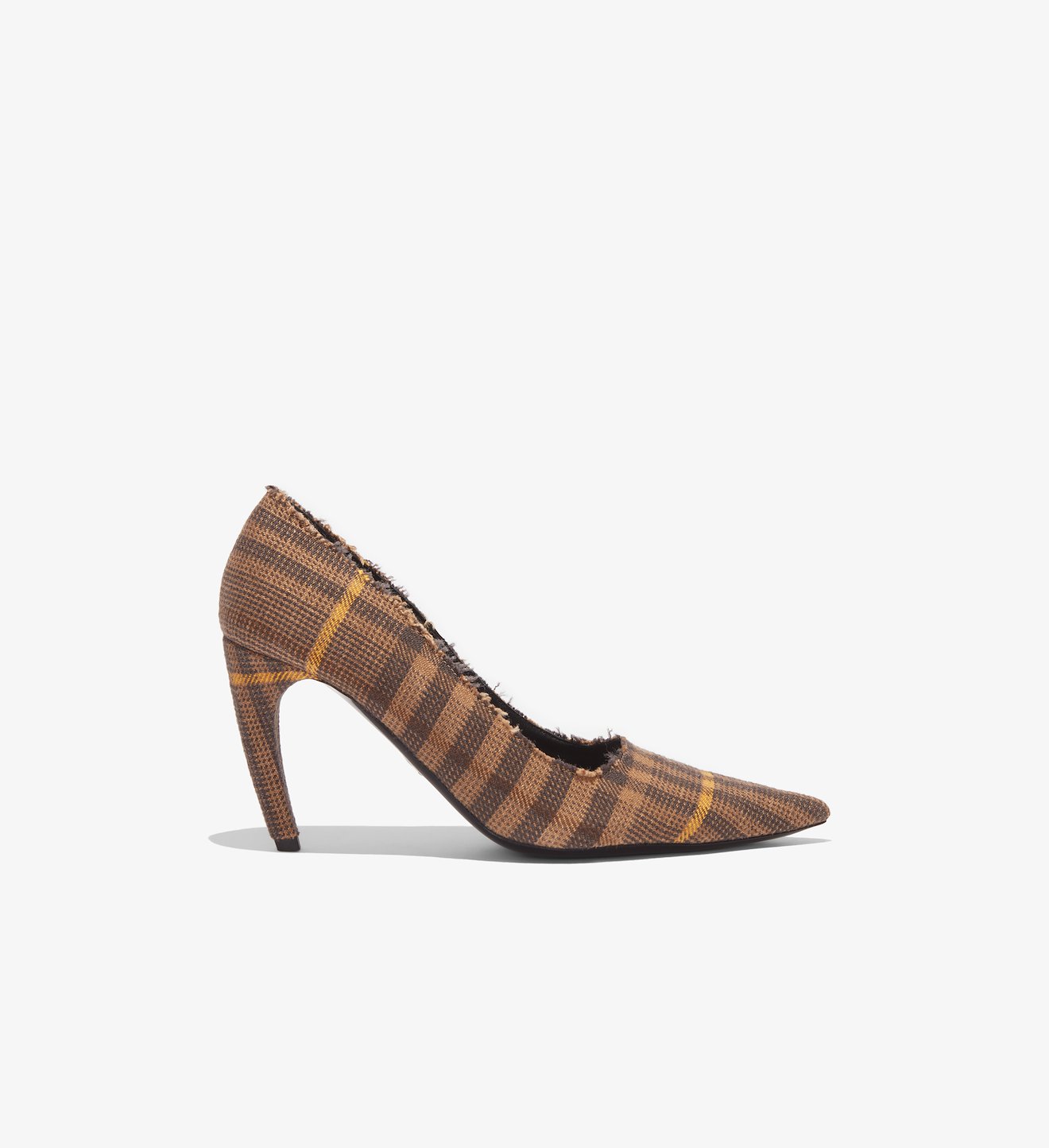 Plaid Curved Heel Pumps