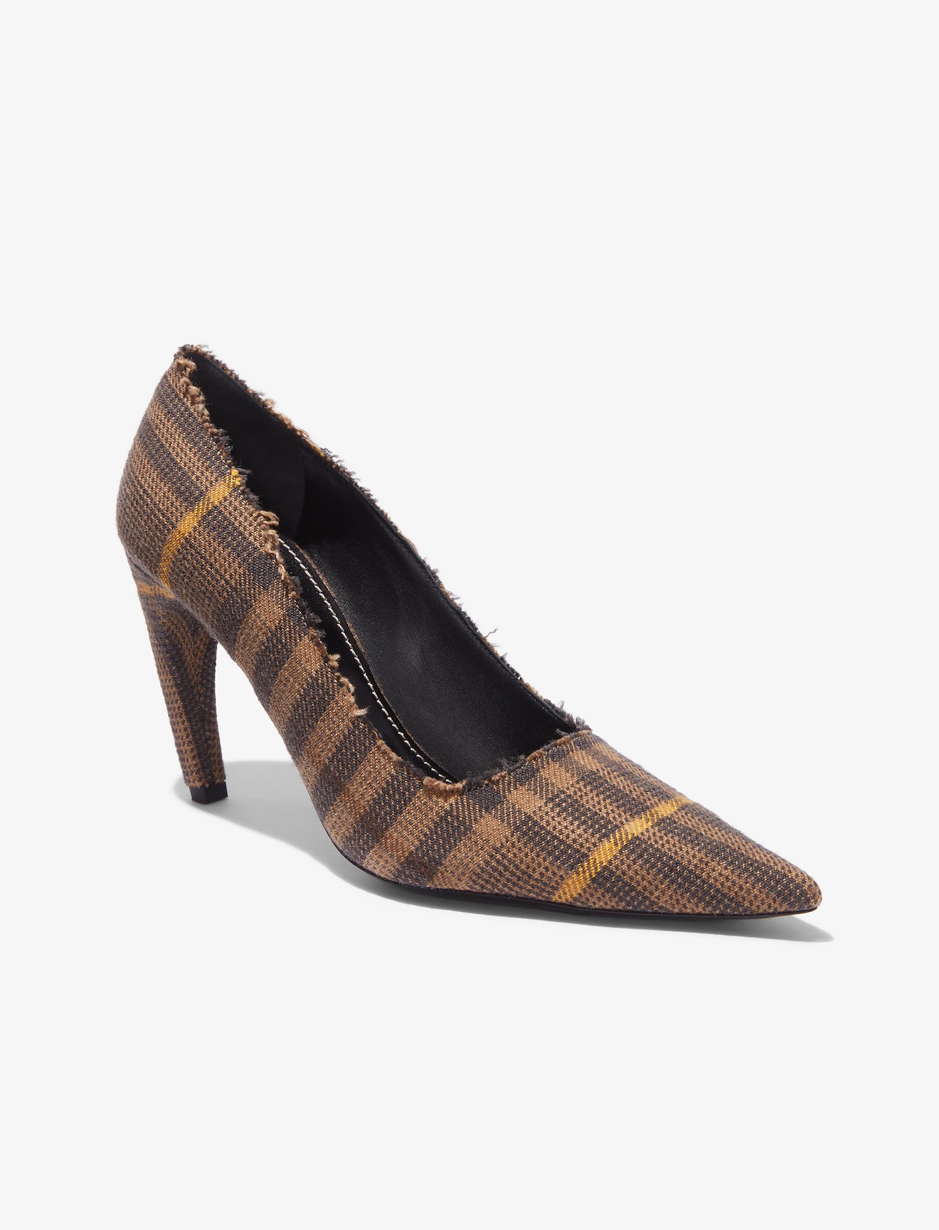 Plaid Curved Heel Pumps #1