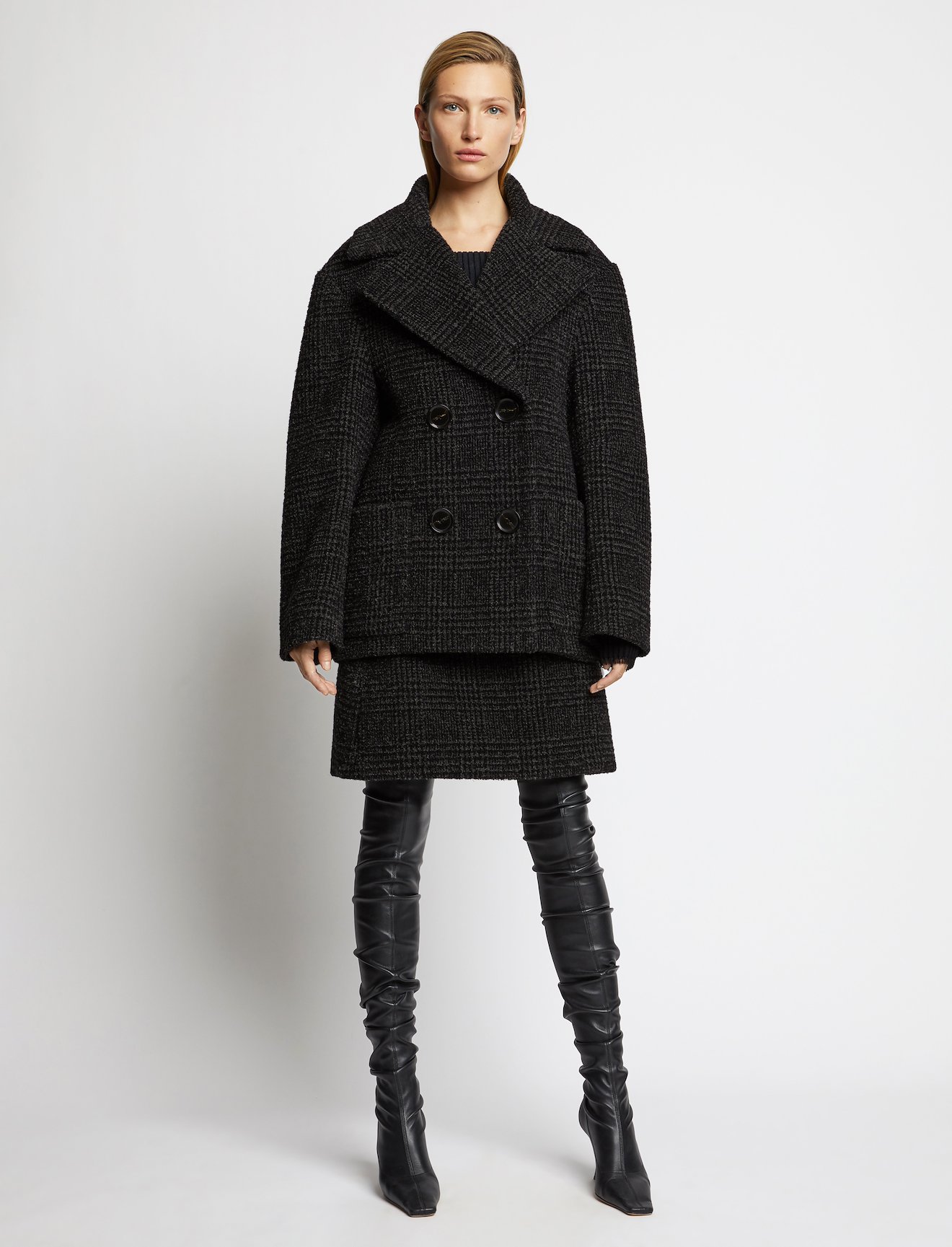 Plaid Wool Peacoat Jacket #1